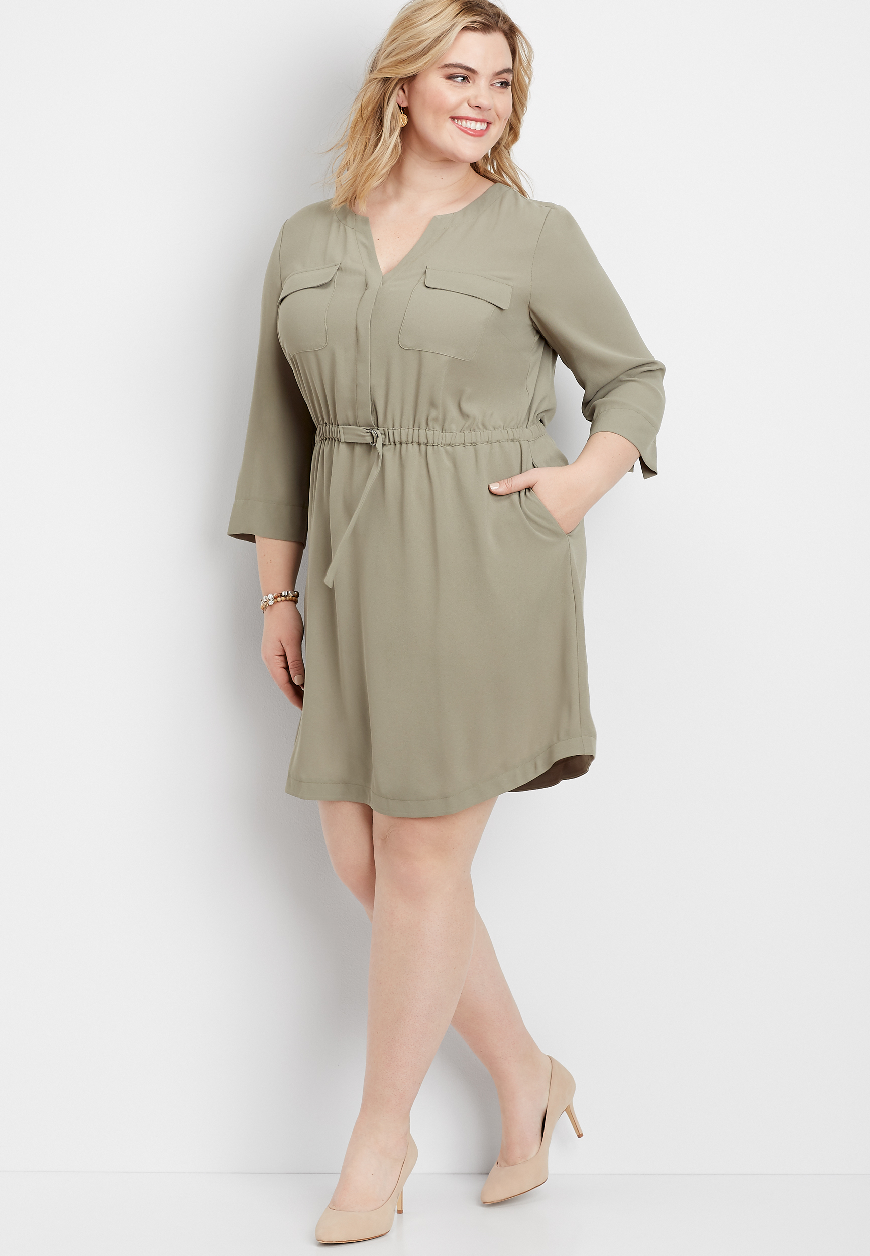 plus size utility shirt dress