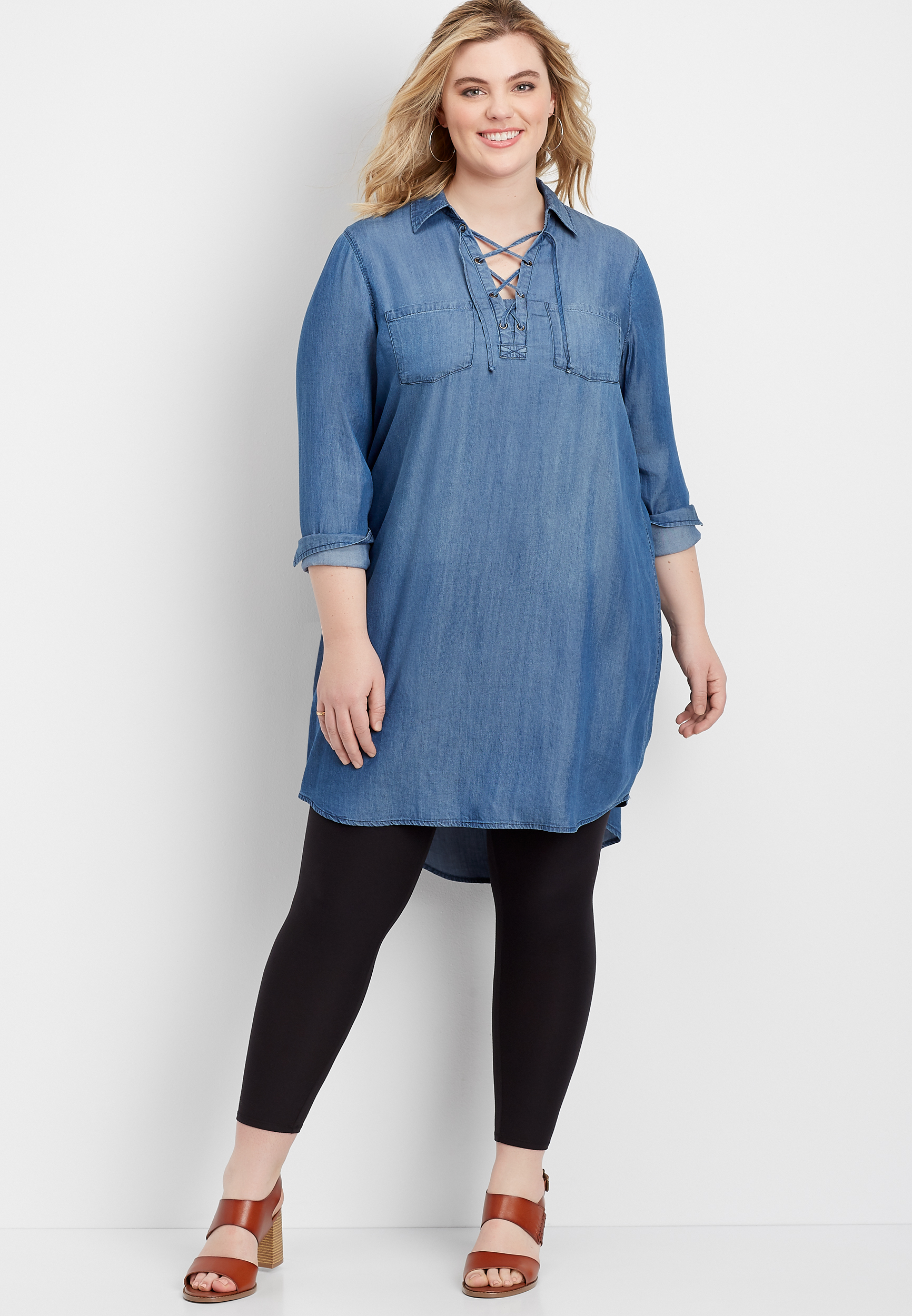 plus size chambray shirt dress