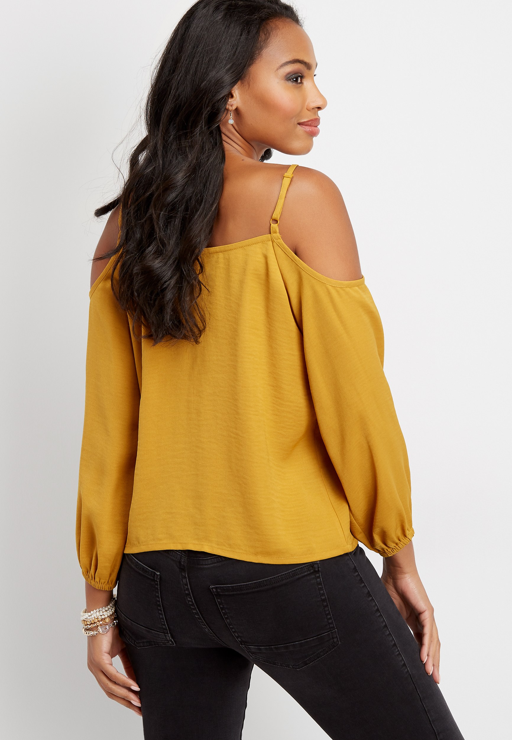 solid lattice neck cold shoulder top | maurices