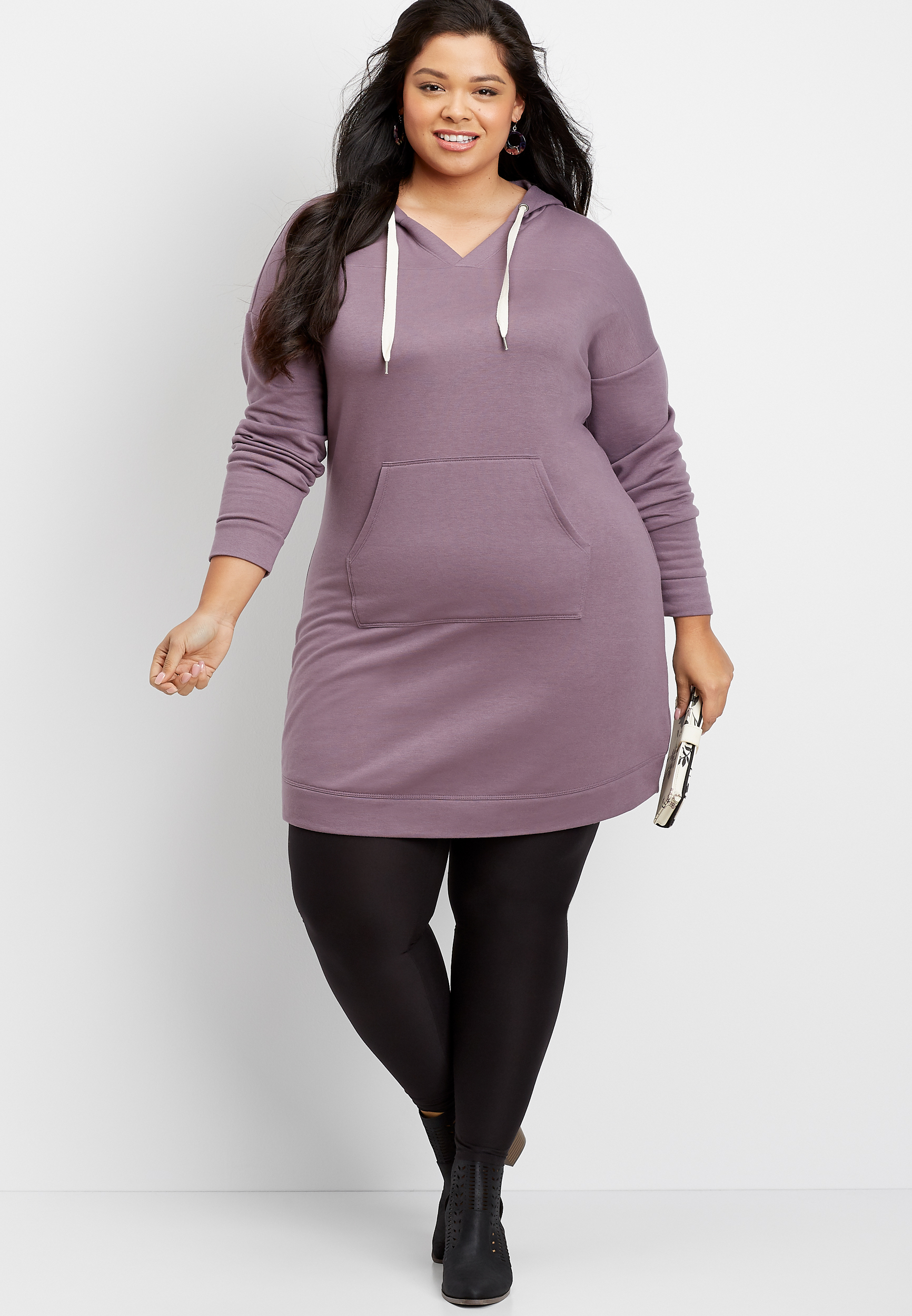 Plus Size Hooded Sweatshirt Dress