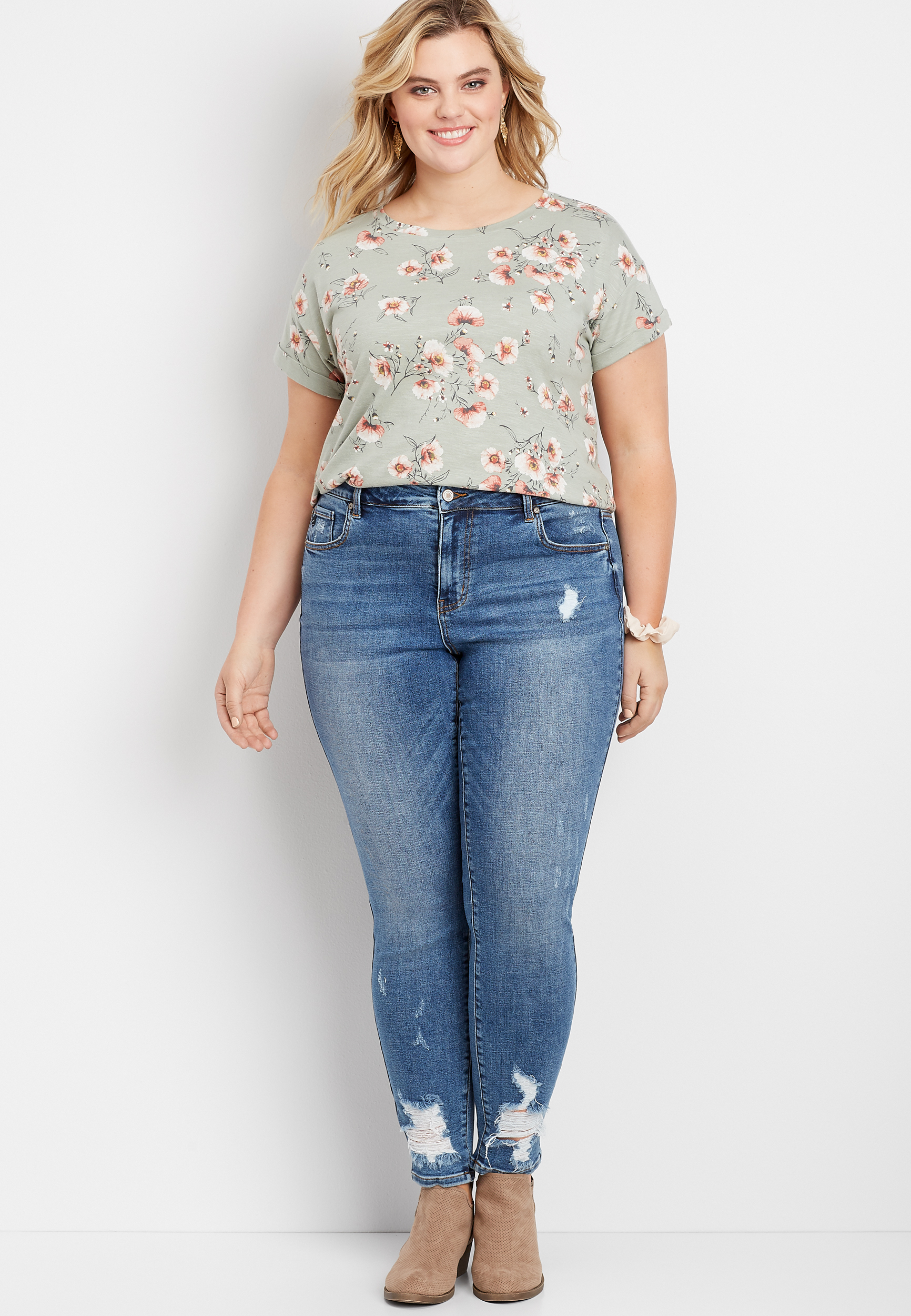 plus size destroyed skinny jeans