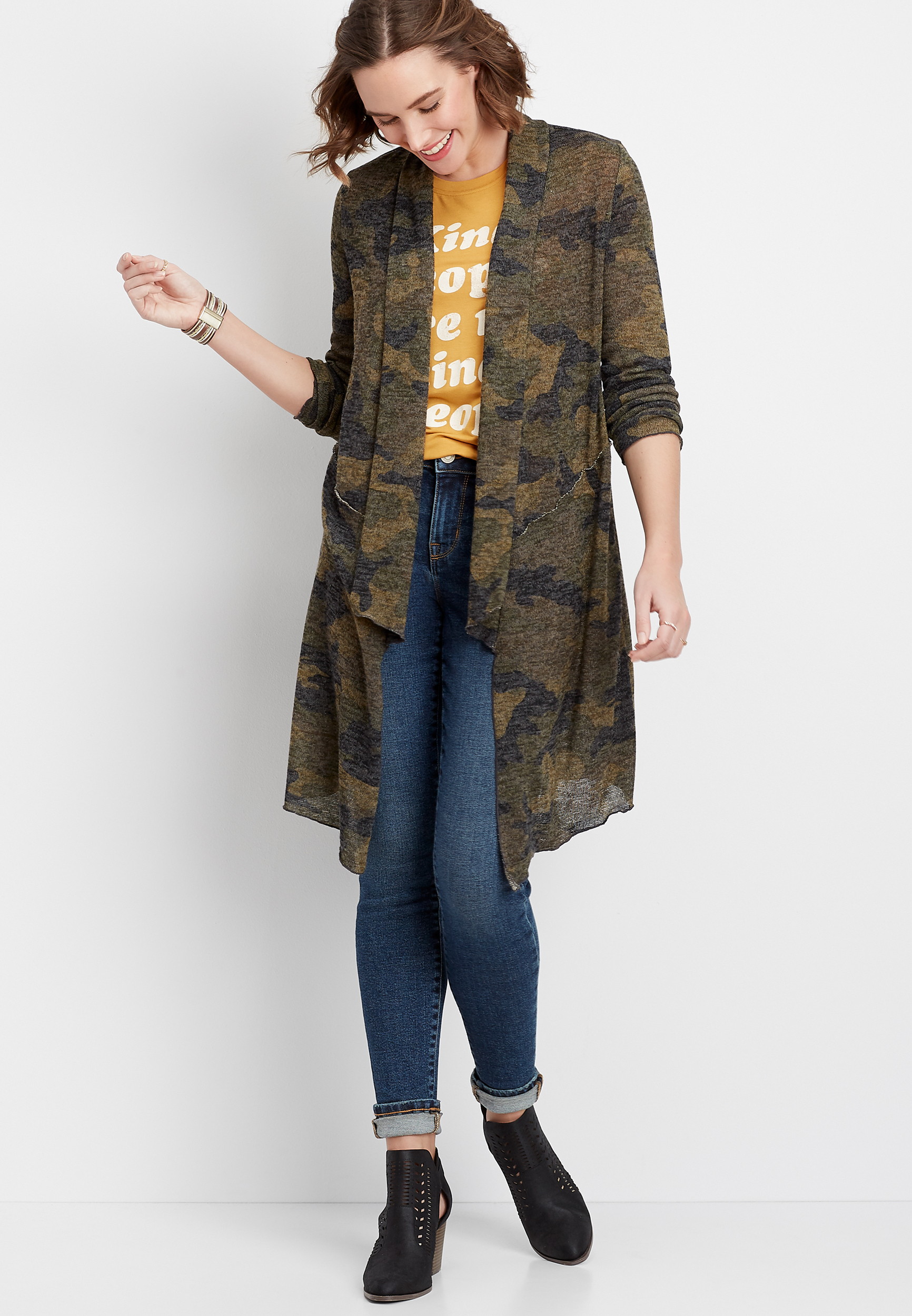 camo duster cardigan