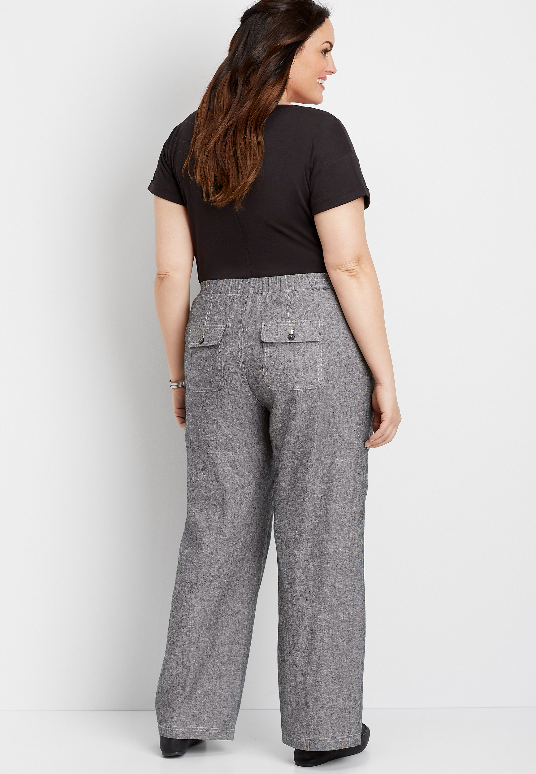 Plus Size High Rise Wide Leg Linen Sailor Pant | maurices