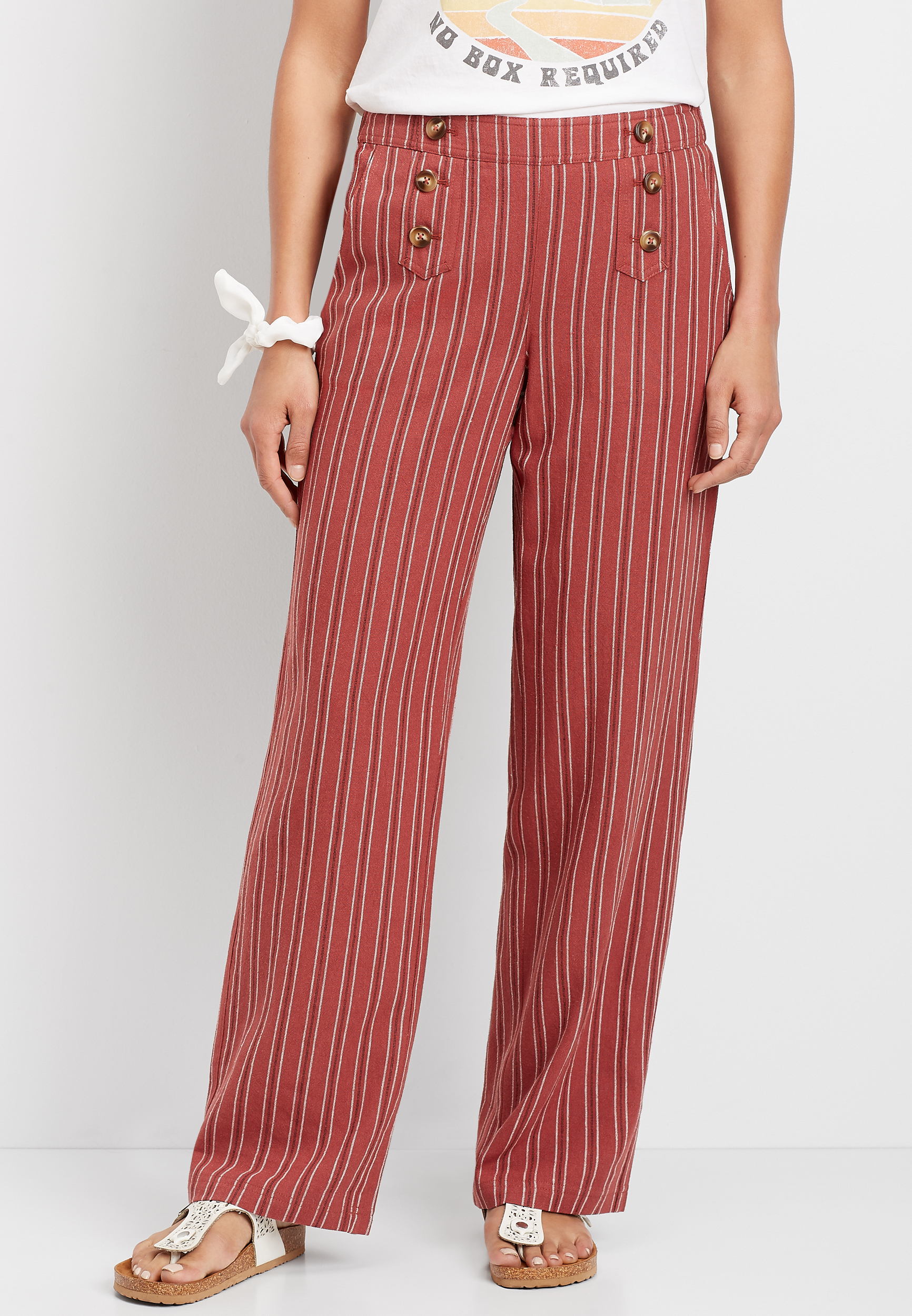 high rise striped pants