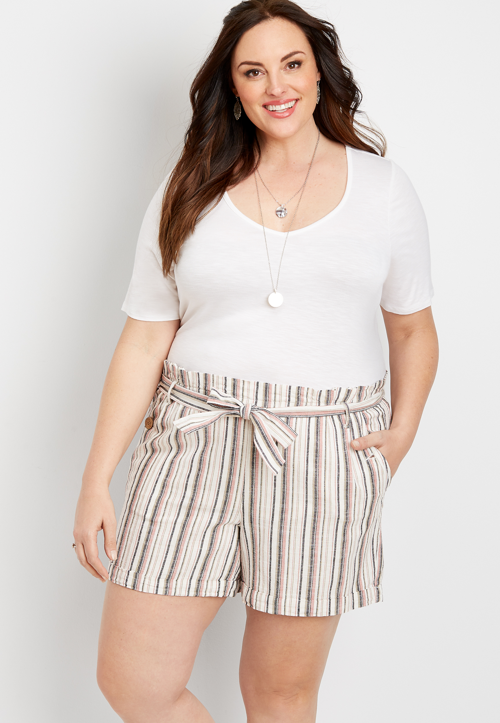 plus size paperbag shorts