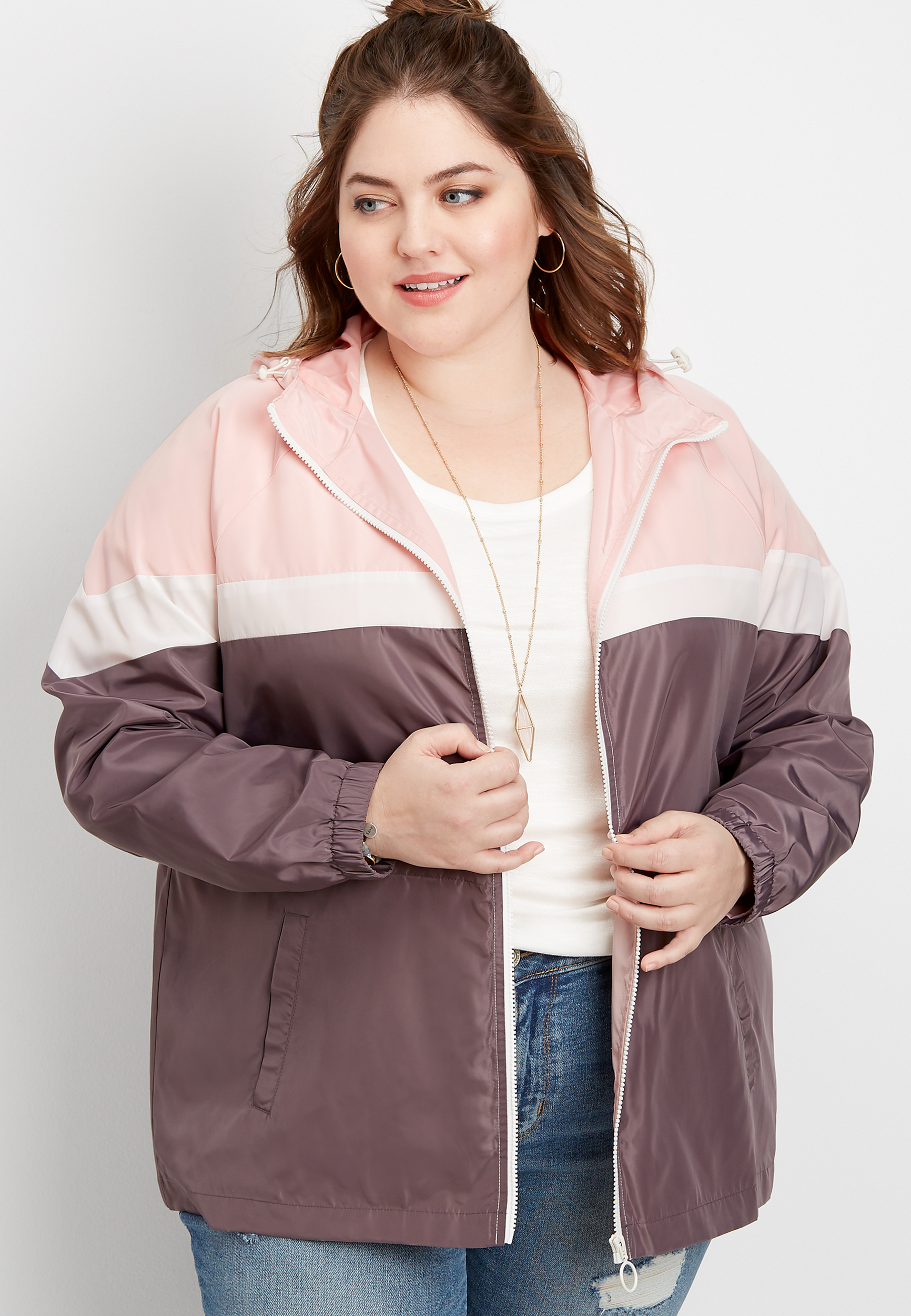 plus size color block jacket