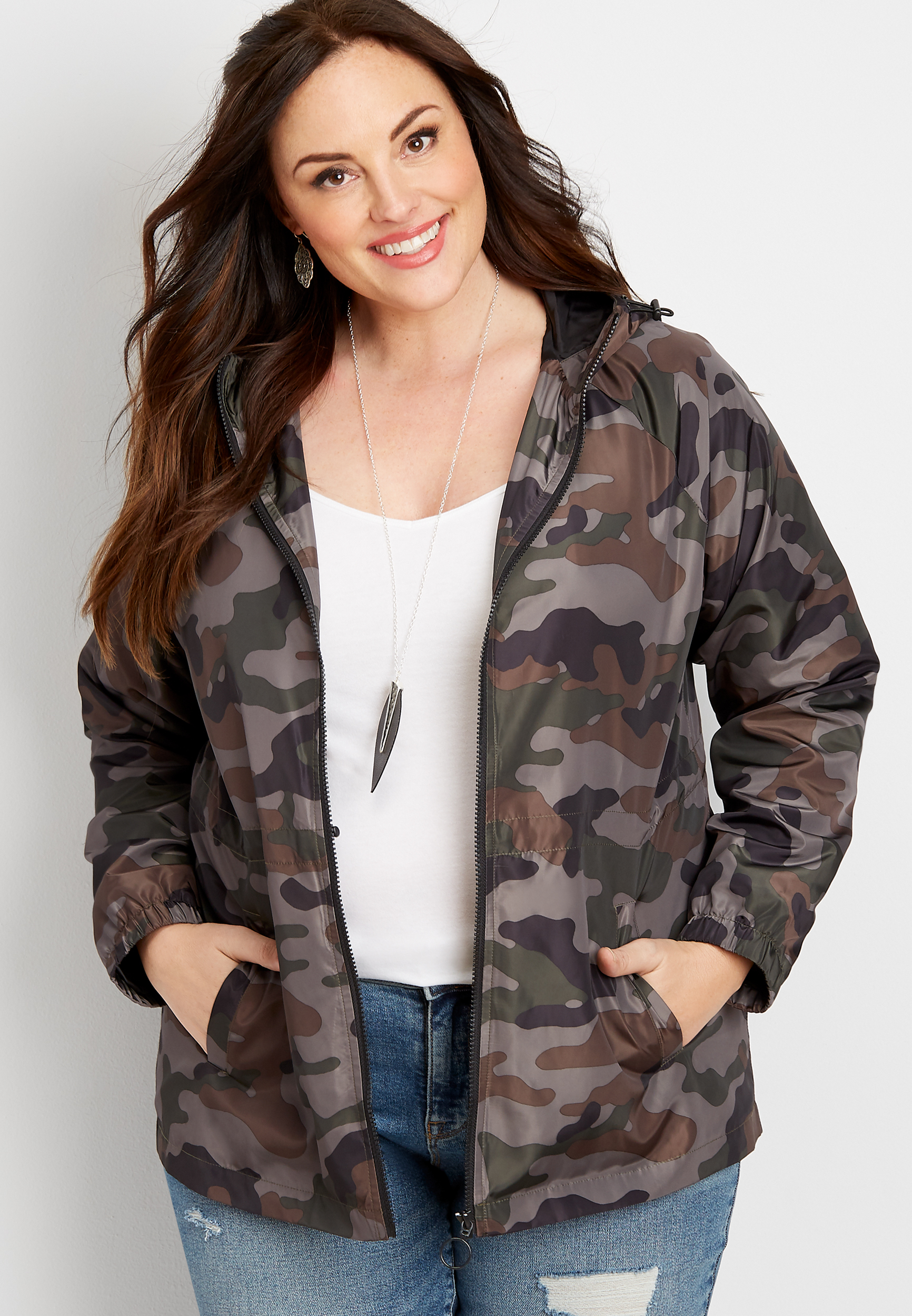 Women's plus size camouflage on sale jacket