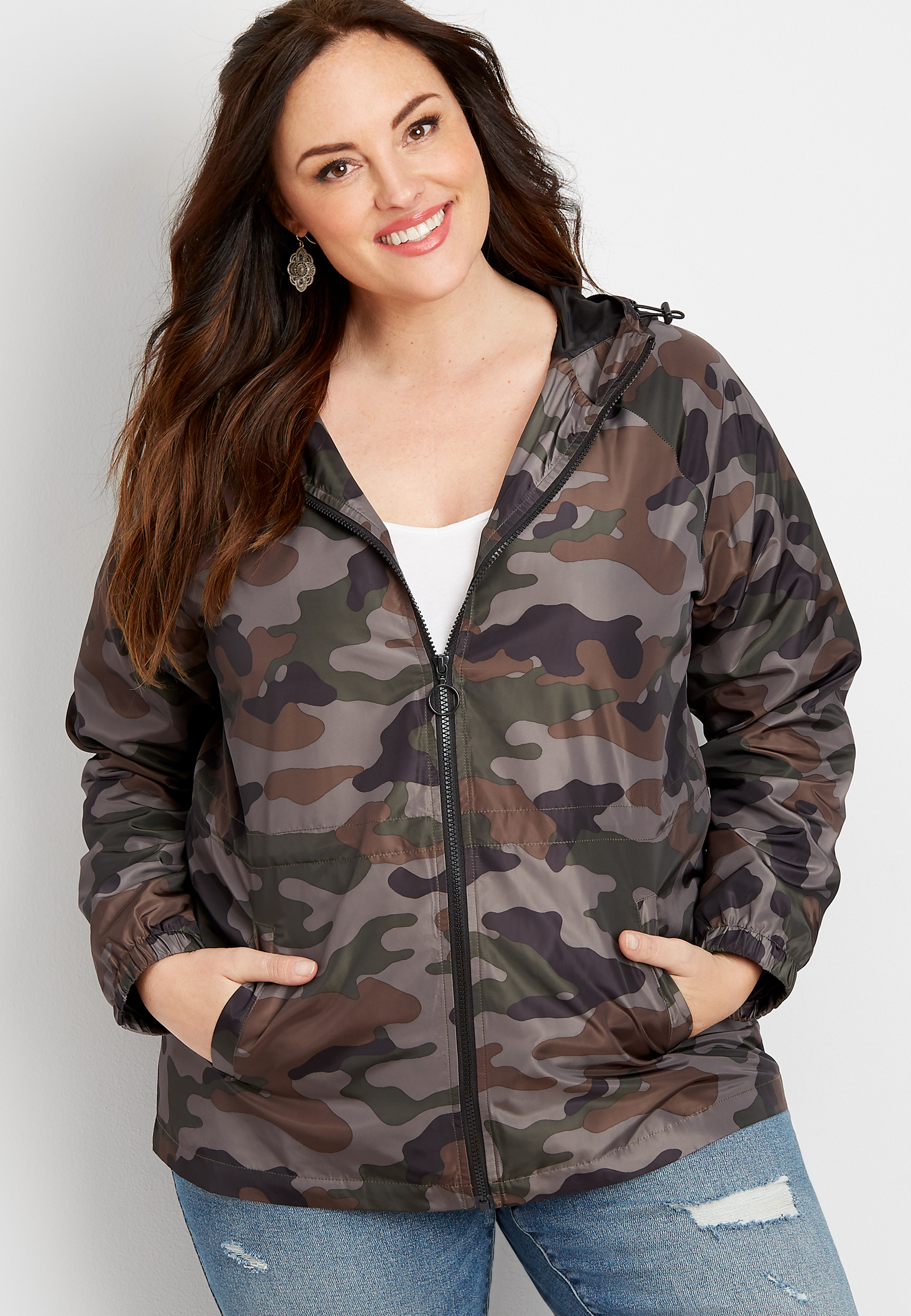 plus size camo parka