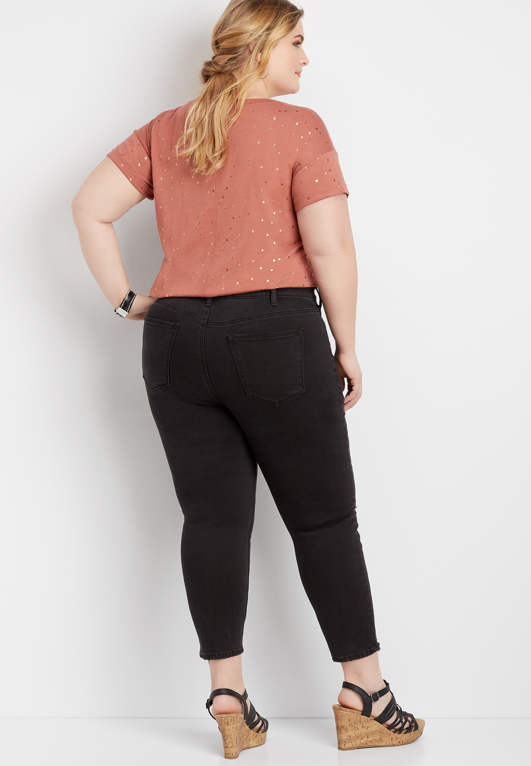 plus size black cropped jeans