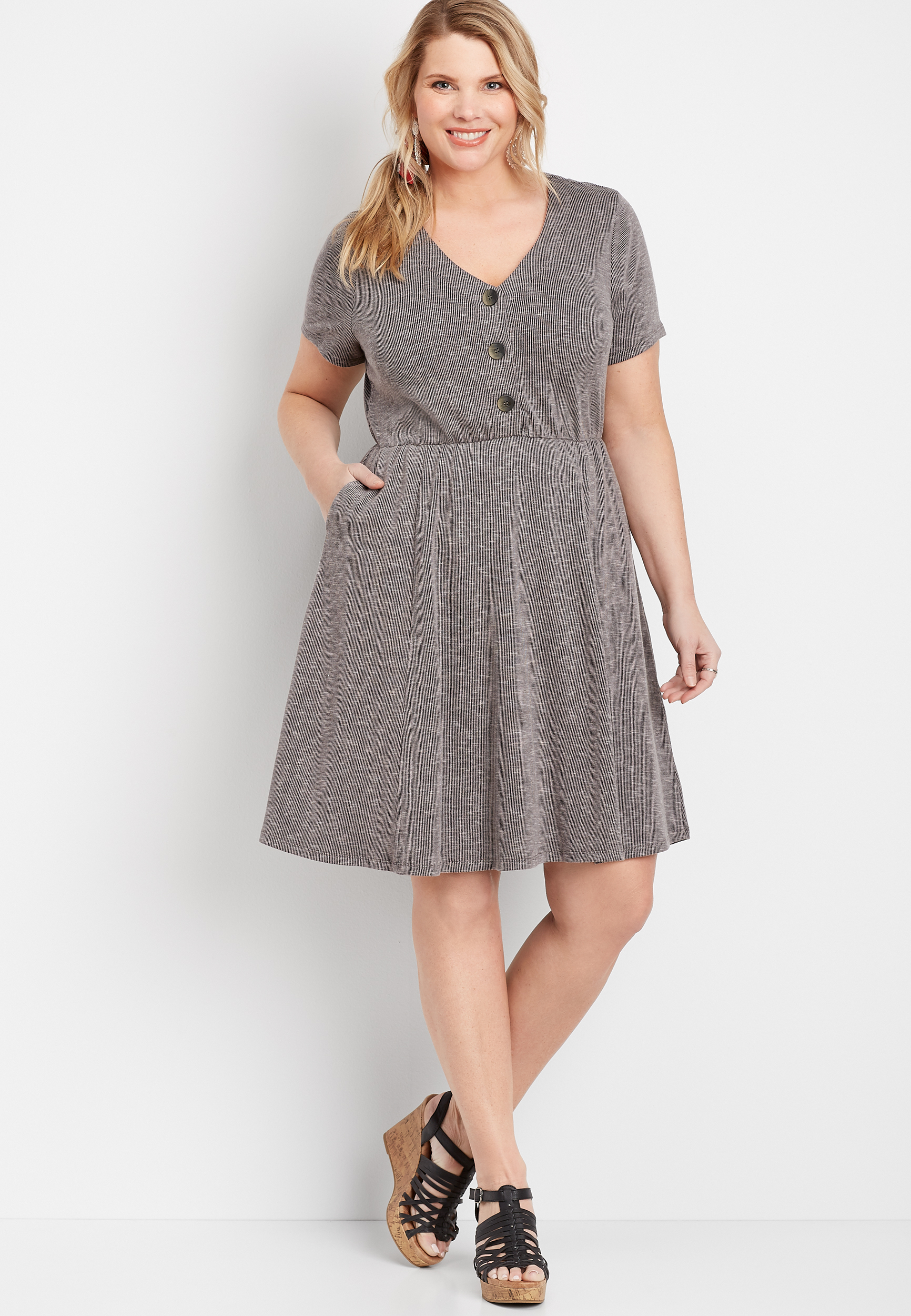 ribbed knit skater dress