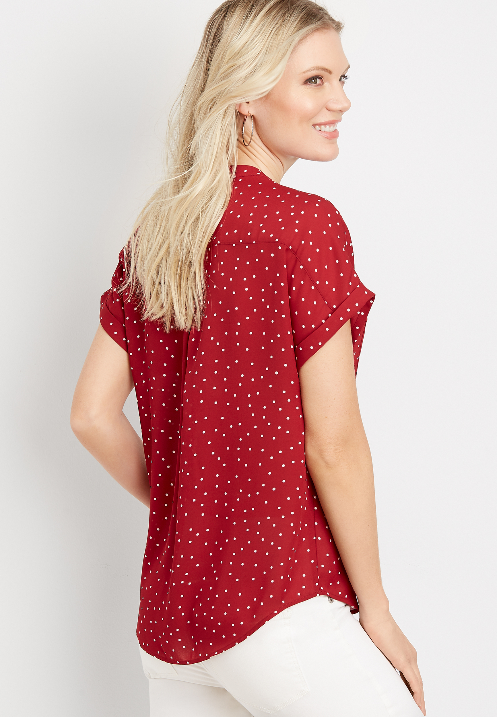 Maurices Women's x Large Size Atwood Pleated Polka Dot Blouse - Shop The Look - Work Wear Essentials - Shirts & Blouses
