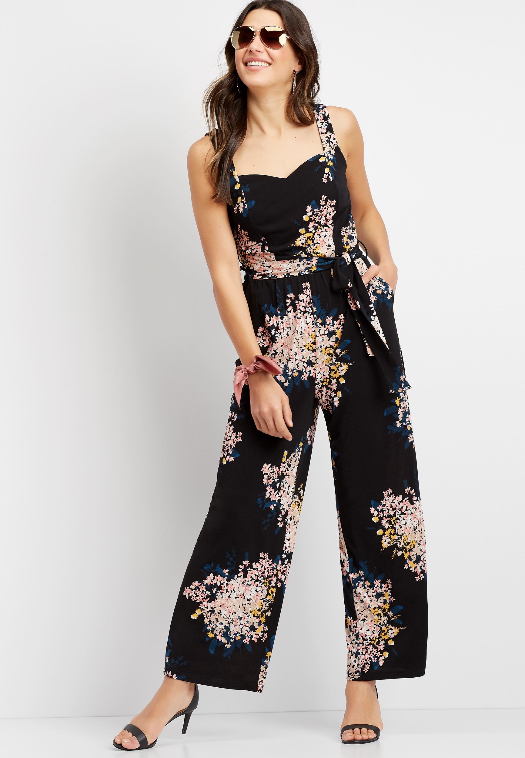 Black Floral Tank Top Jumpsuit