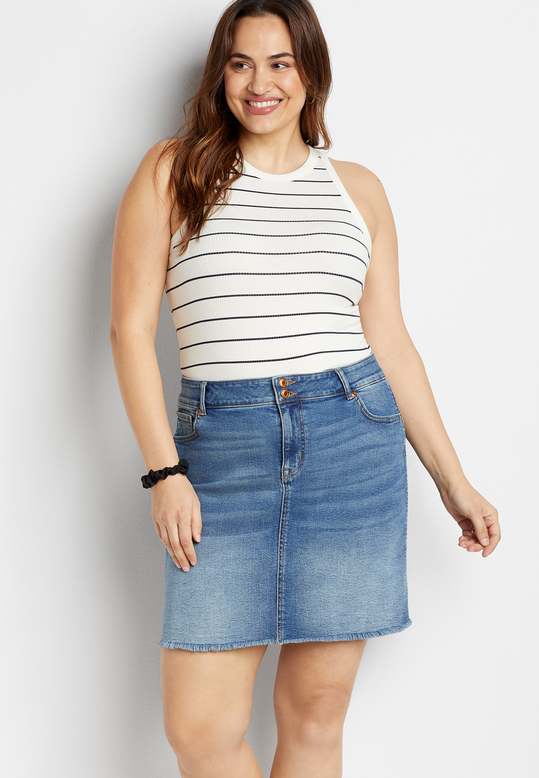 Plus Size Denim Skirts, Fashion Plus Size Denim Skirts