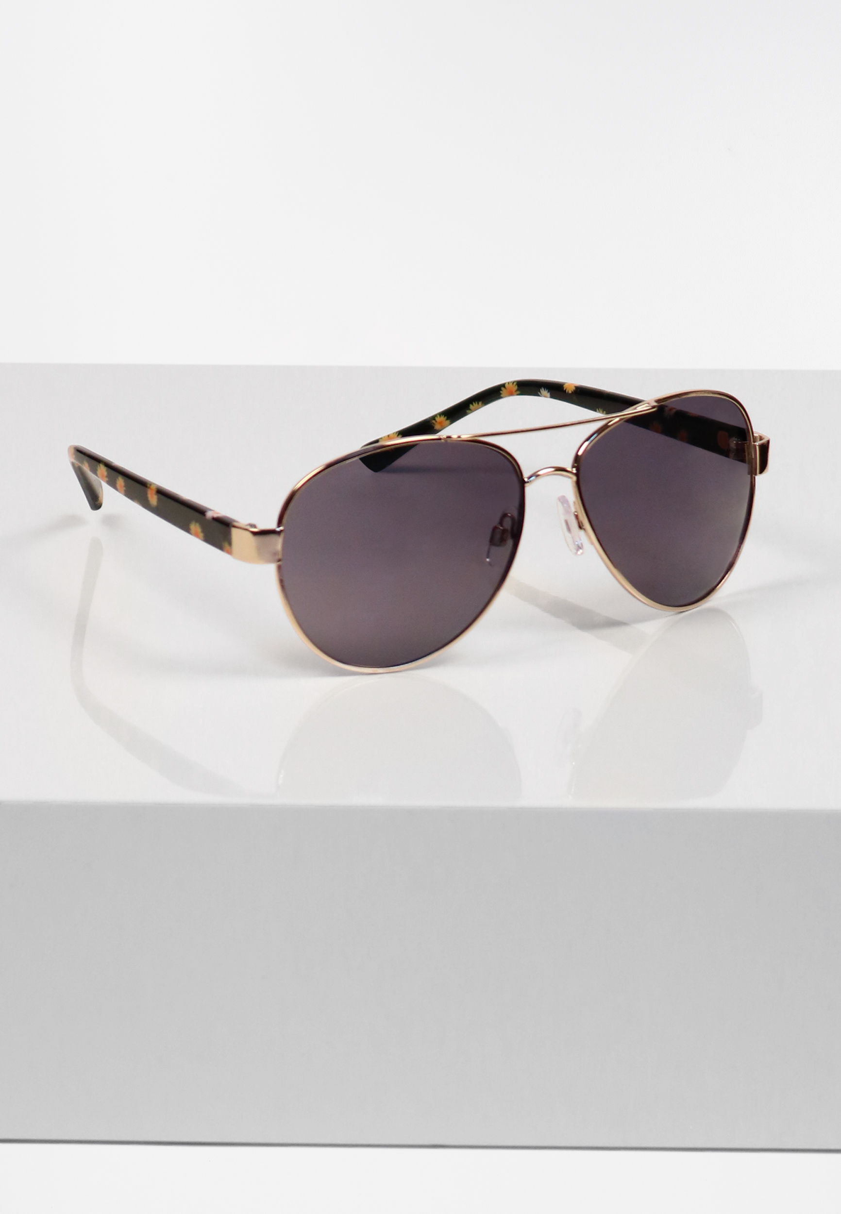 Sunflower Print Aviator Sunglasses | maurices