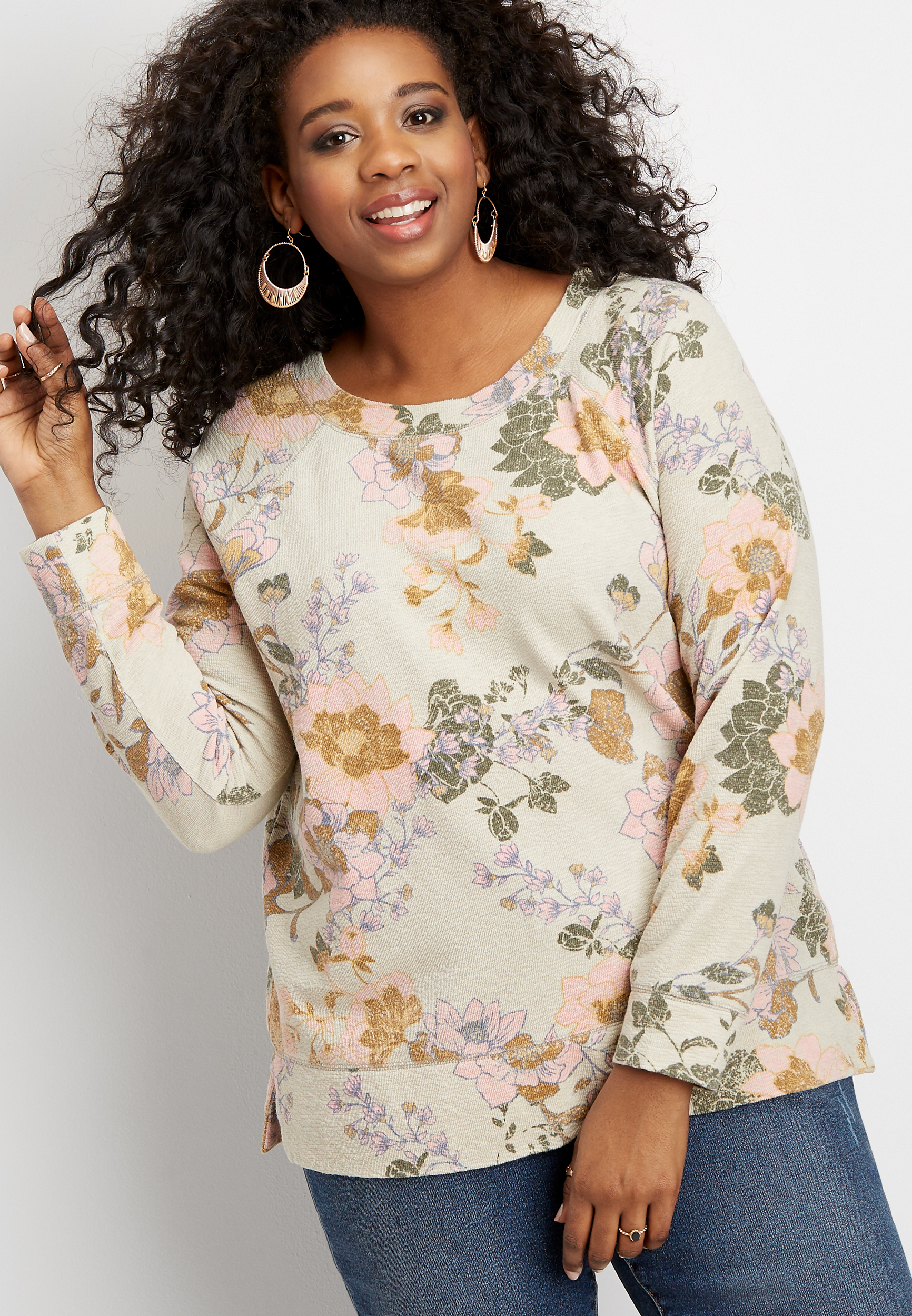 plus size floral sweatshirt