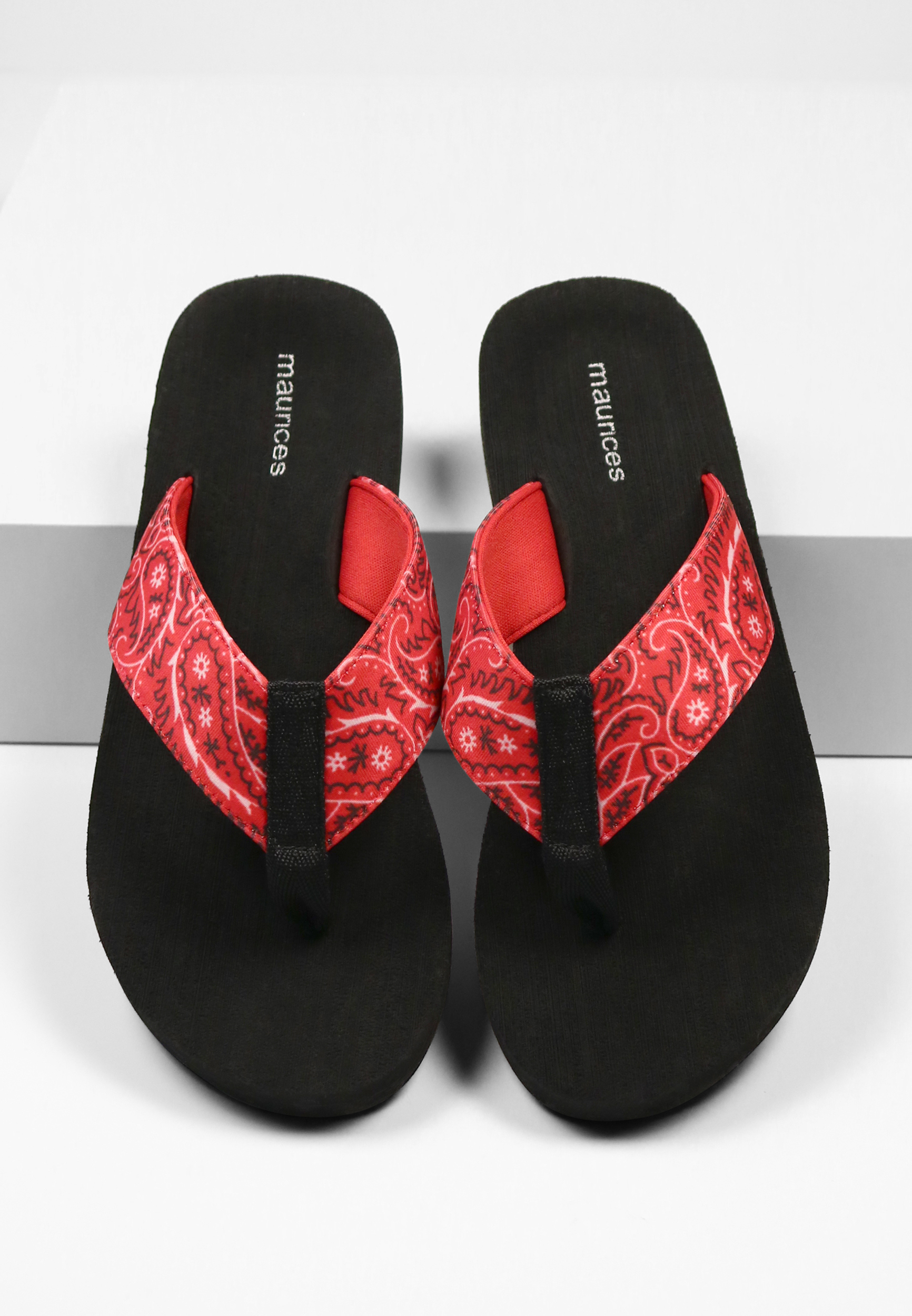 red bandana flip flops