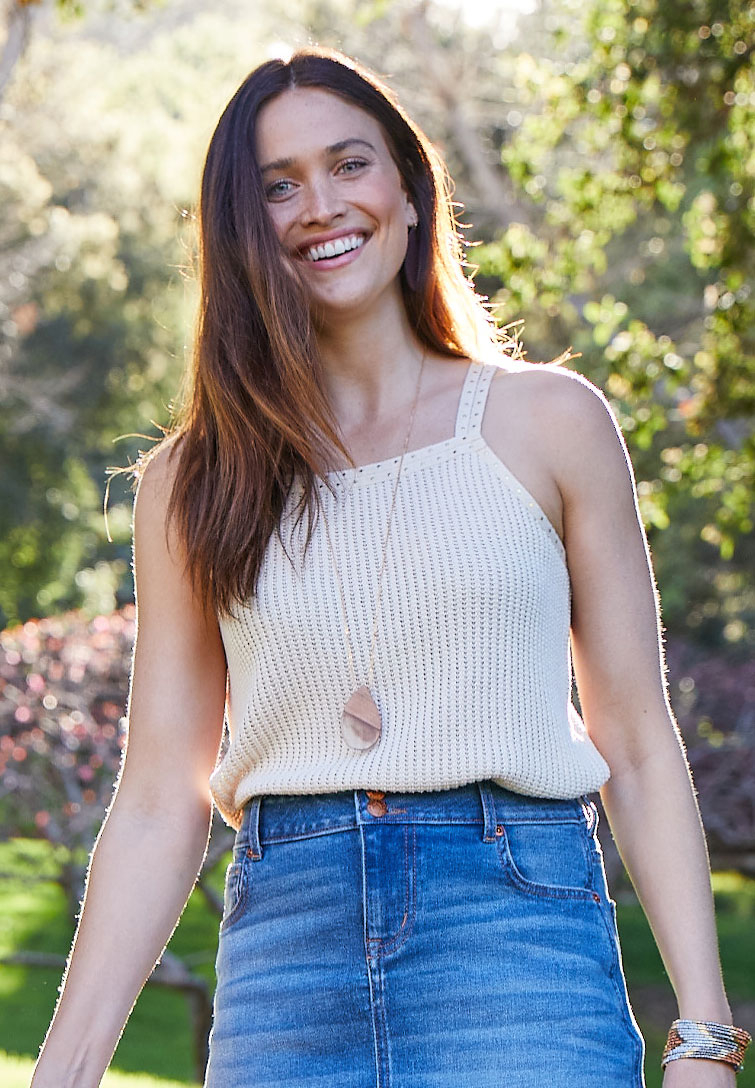Studded Neck Knit Tank Top | maurices
