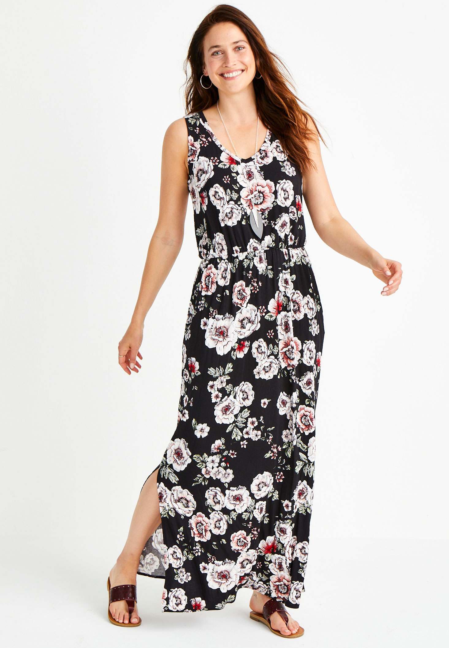 floral black maxi dress