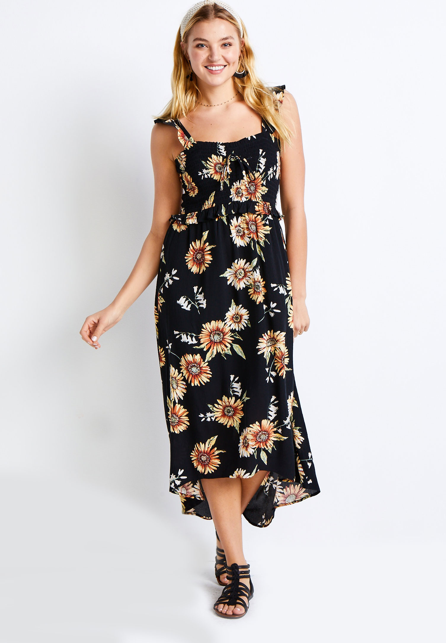 floral high low maxi dress