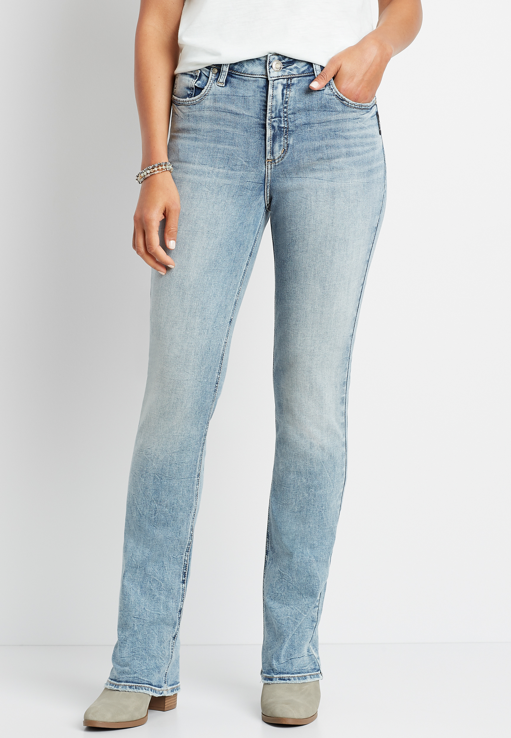 silver avery slim bootcut jeans