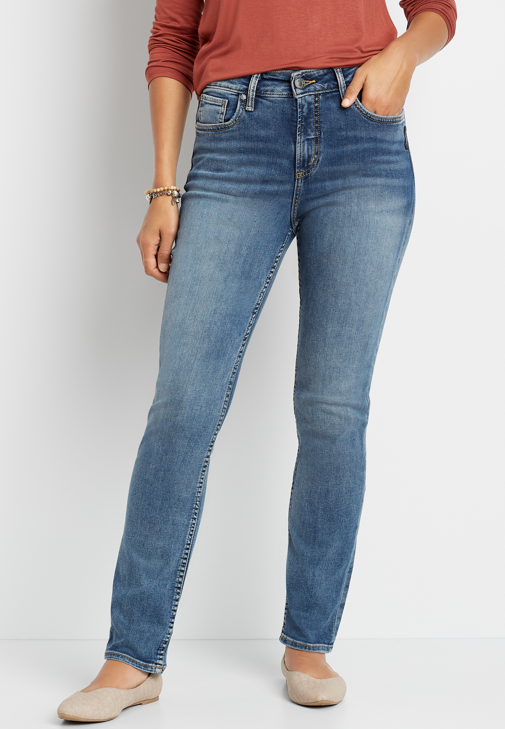 Buy Avery High Rise Straight Leg Jeans Plus Size for USD 94.00