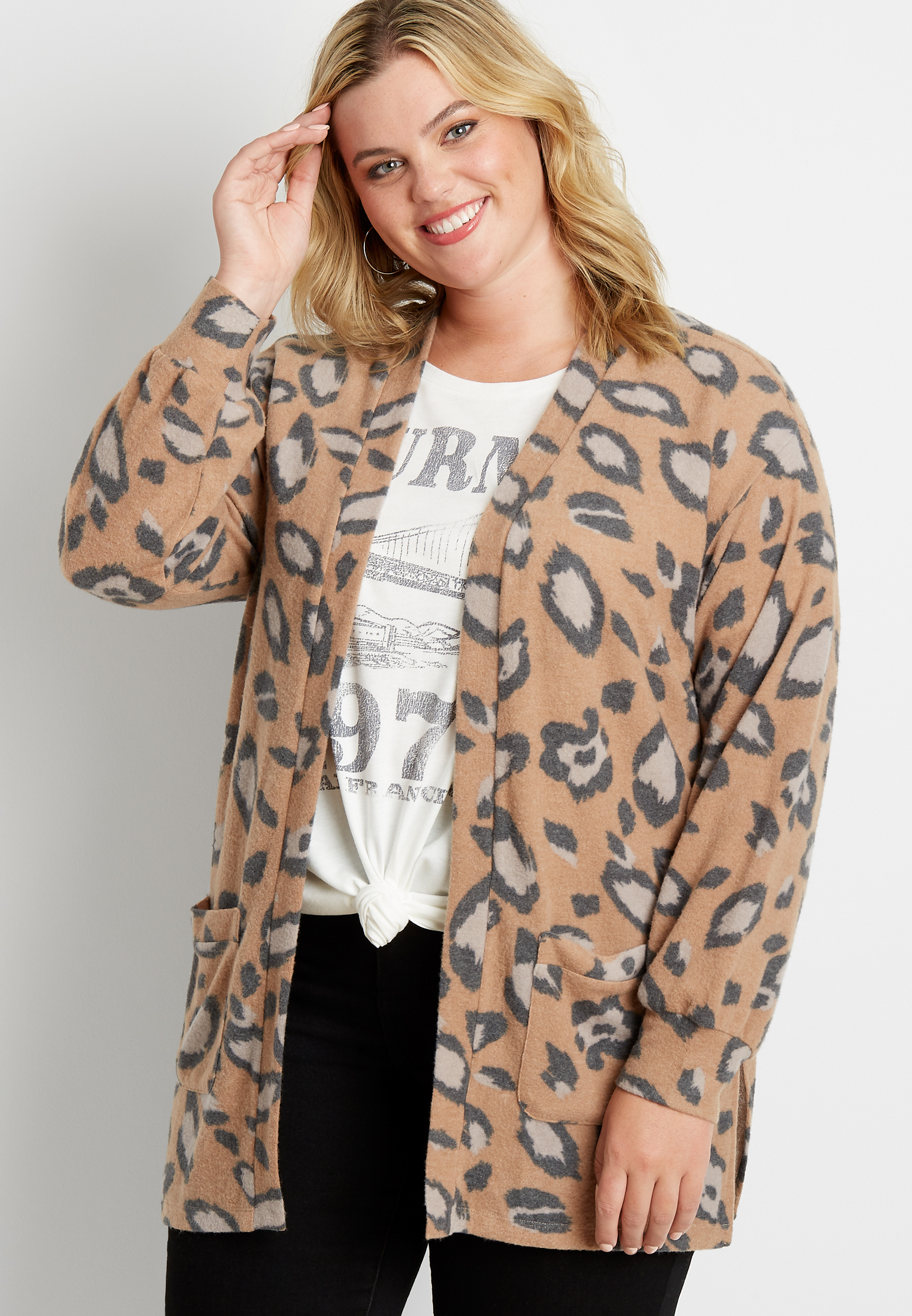 plus size button up cardigan