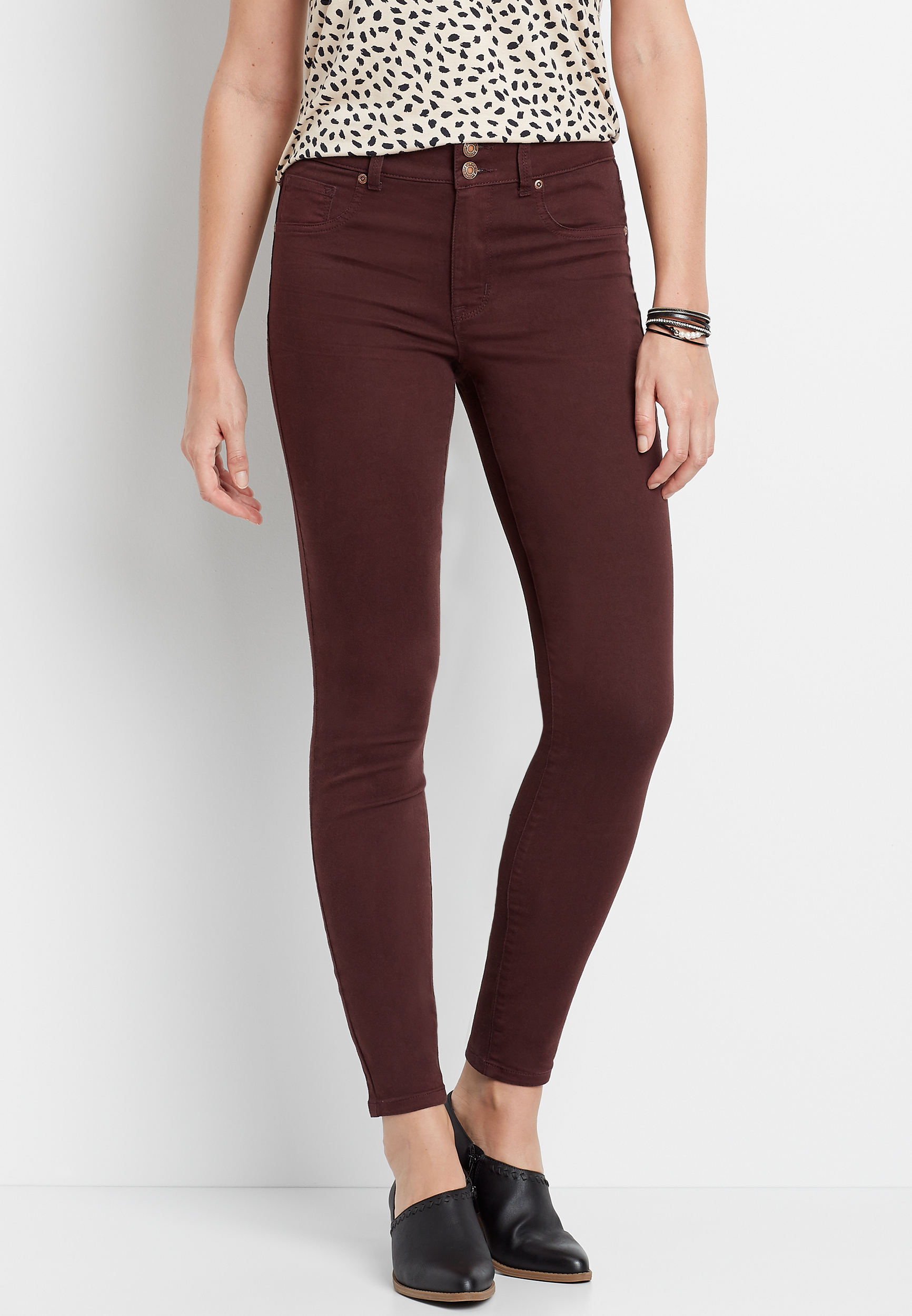 Womens burgundy jeggings sale