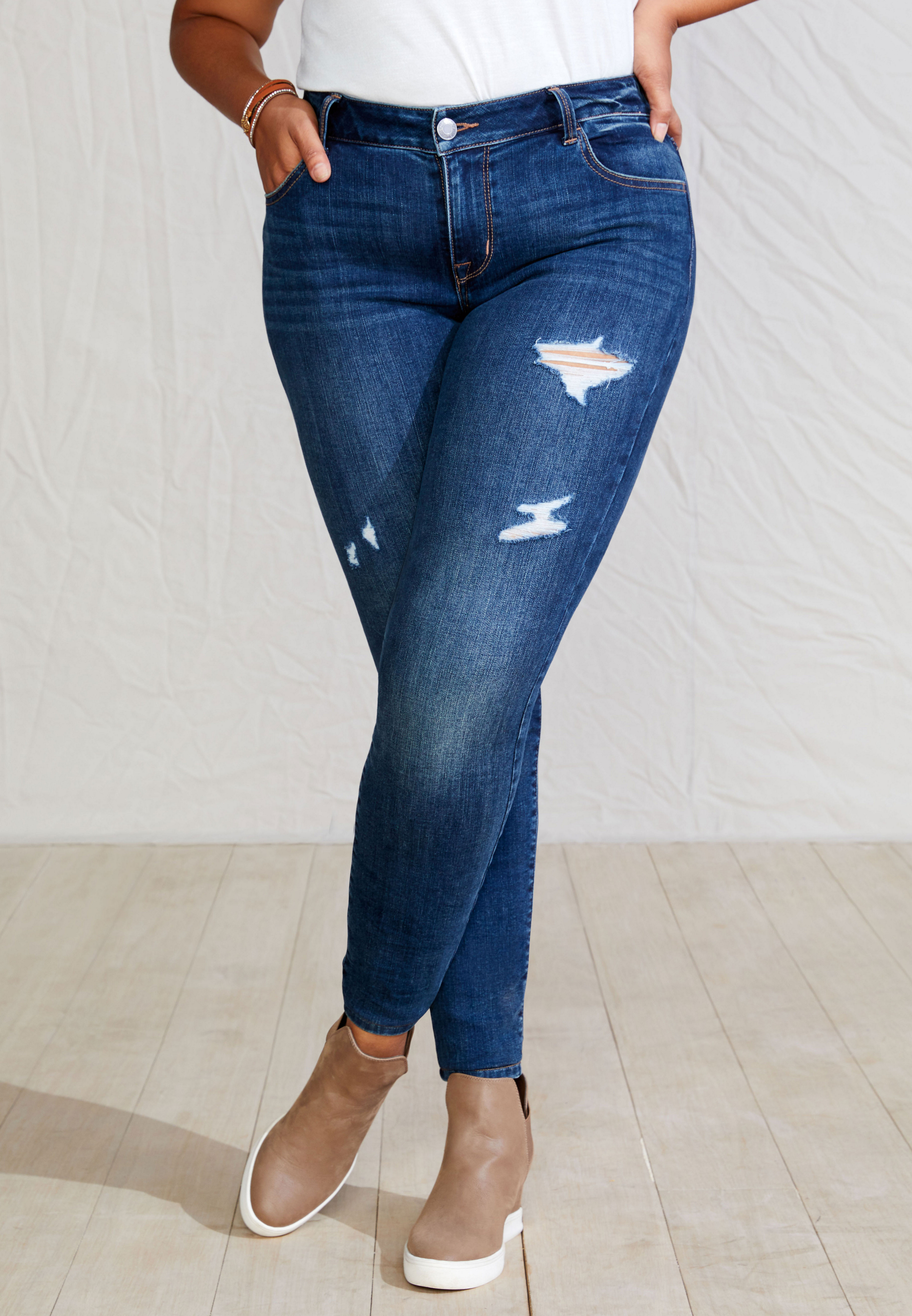 Plus Size m jeans by maurices™ Mid Rise Ripped maurices