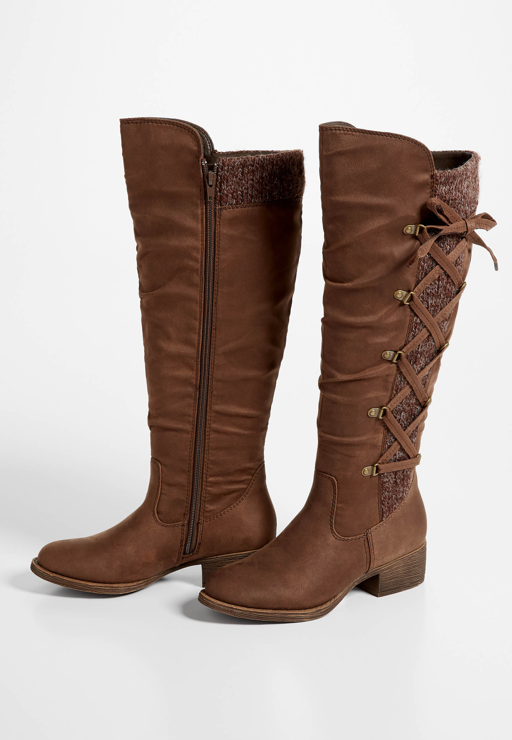 Wide calf lace shop up back boots