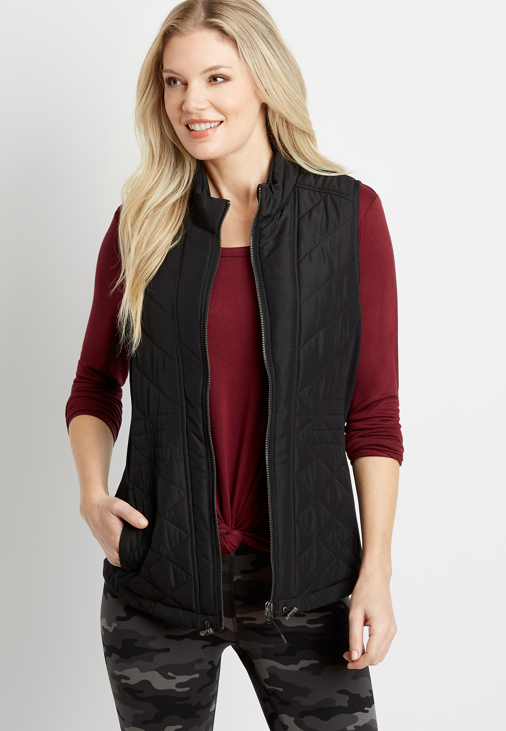 Black zip up vest new arrivals