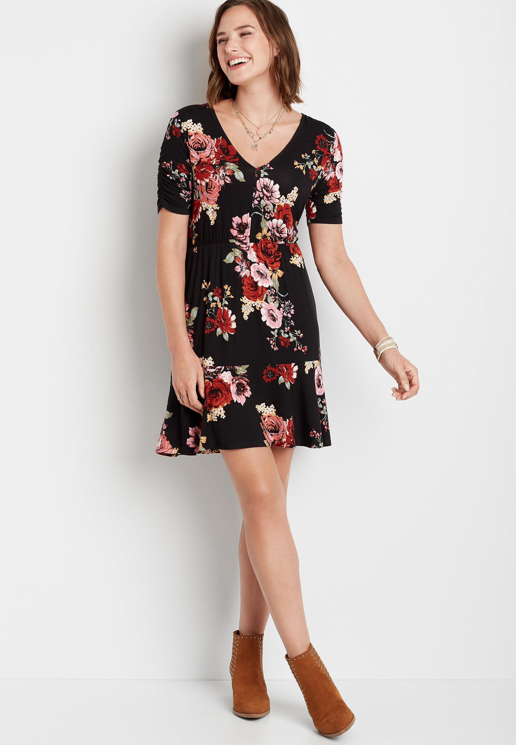 maurices black floral dress