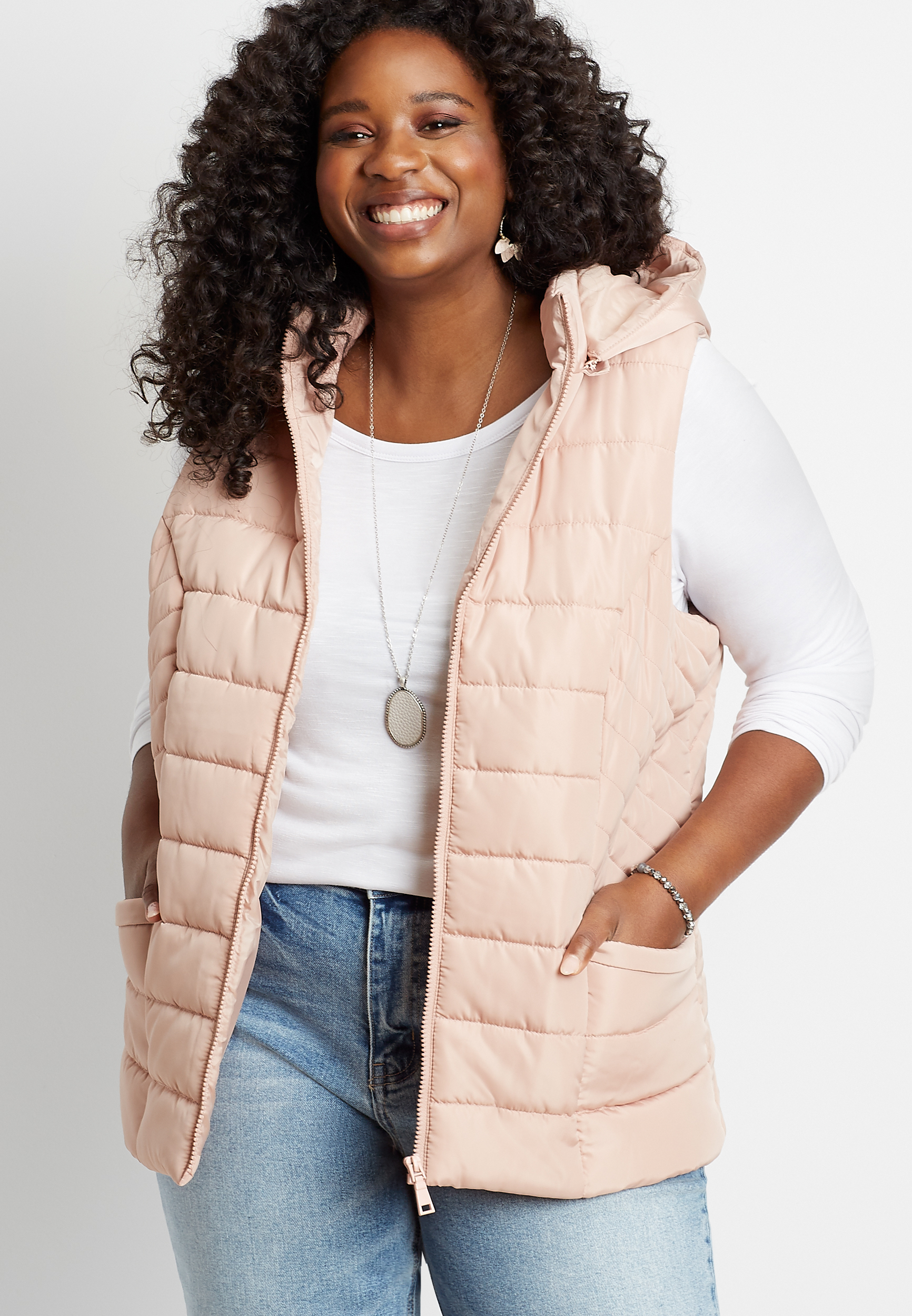 plus size pink puffer jacket