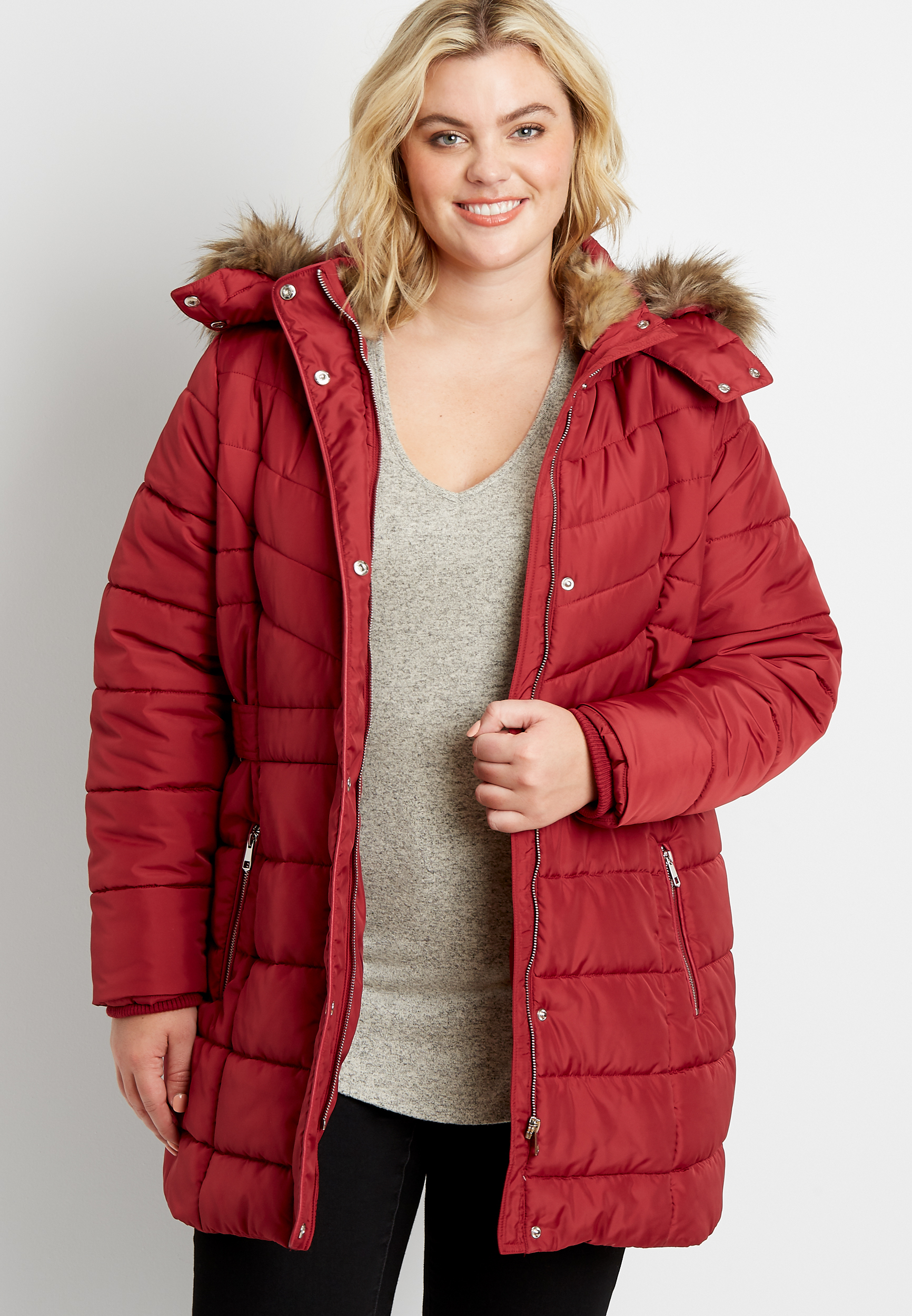 Maurices Women's Hooded Longline Puffer Coat