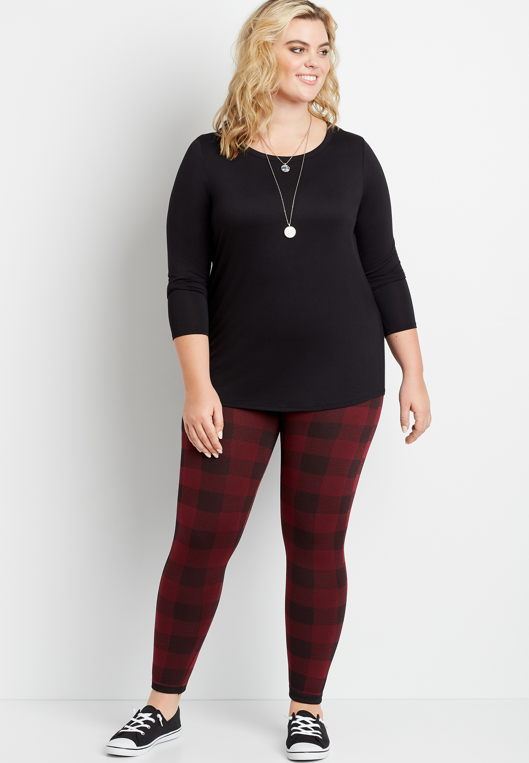 Red Plaid Tights Plus Size