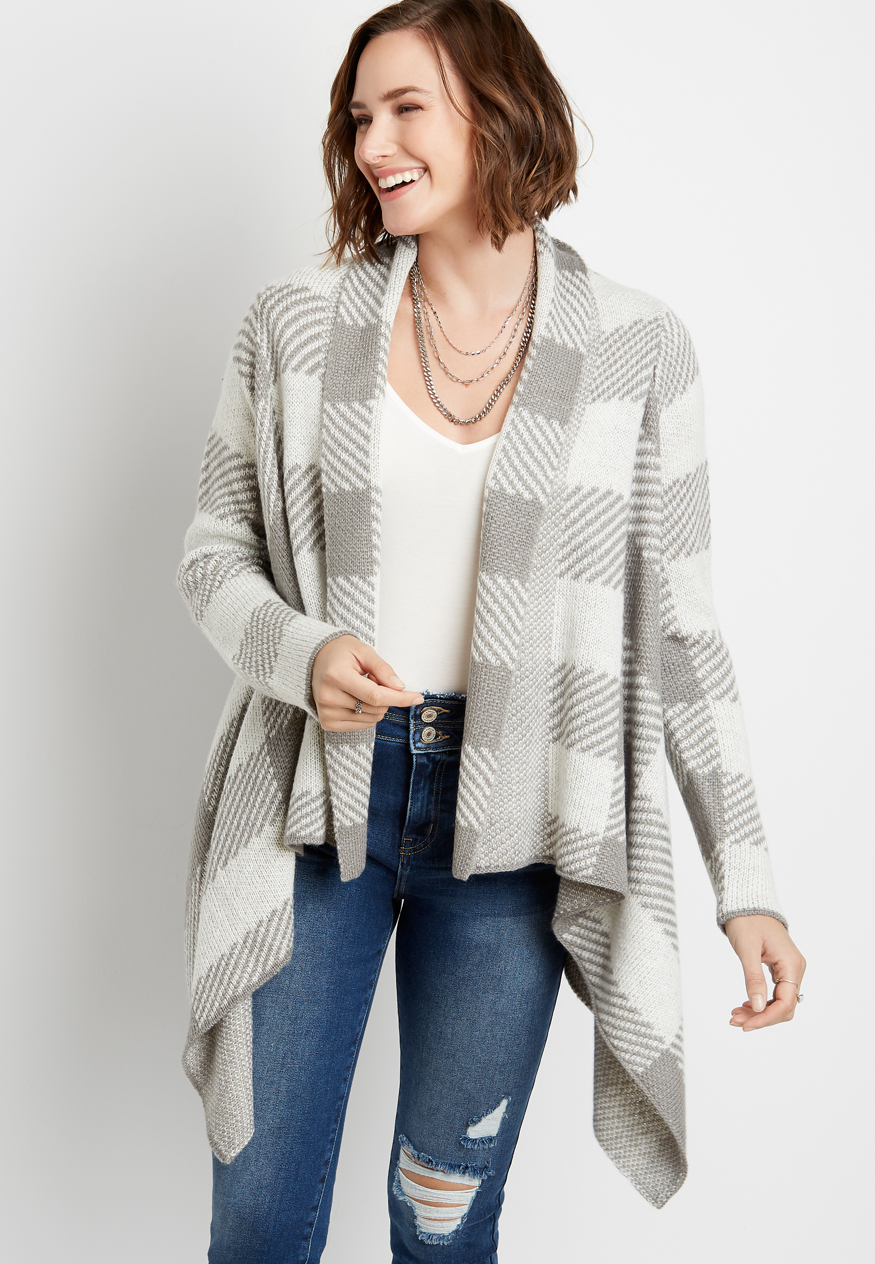 Gray waterfall clearance cardigan