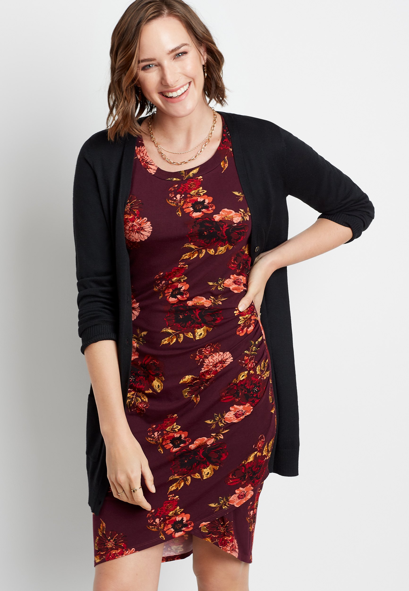 bodycon dress and shoes Betsey Johnson Women's Burgundy Size 6 Short Sleeve Lace Floral Appliq main image 0