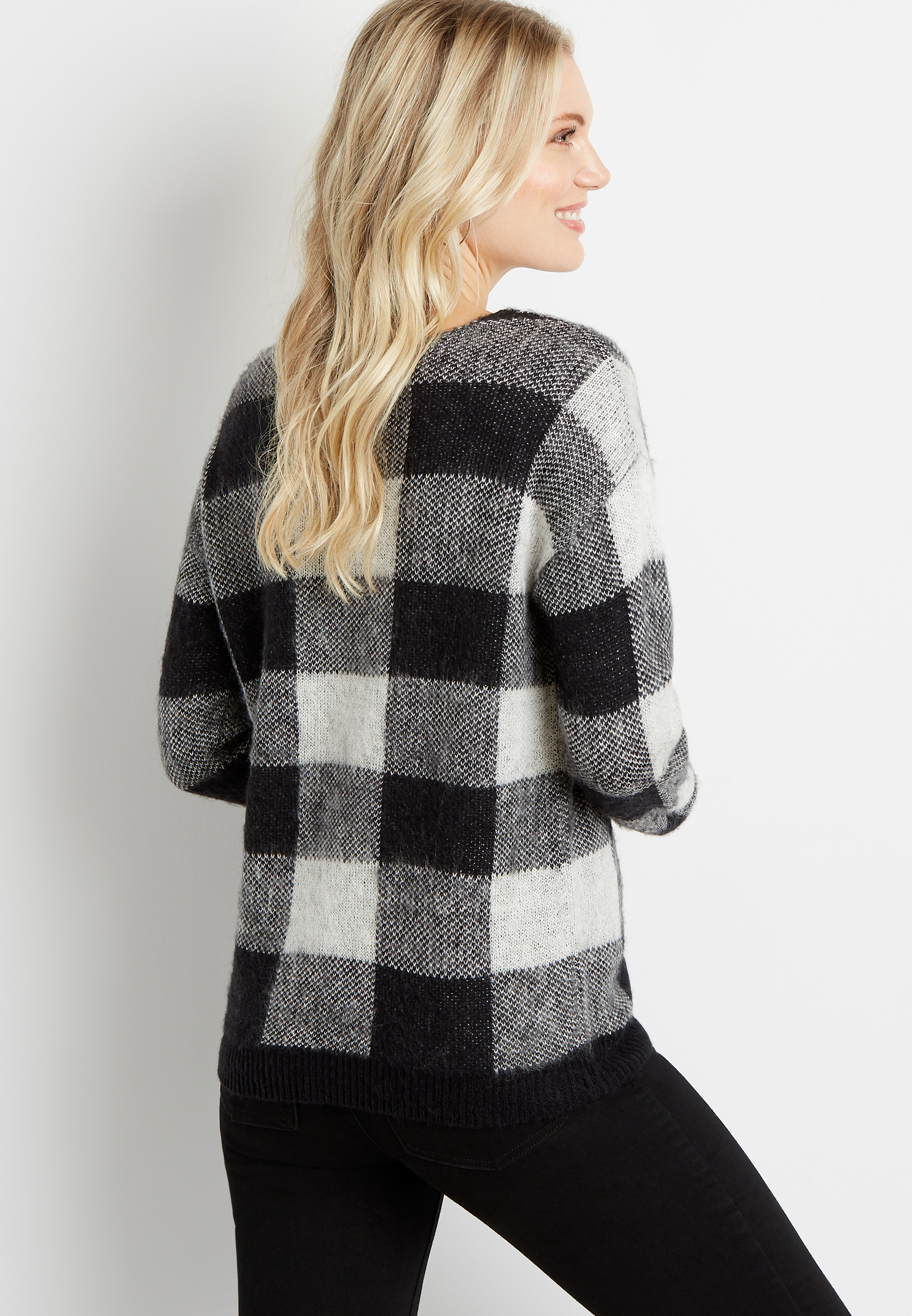 Buffalo Plaid V Neck Pullover Sweater maurices