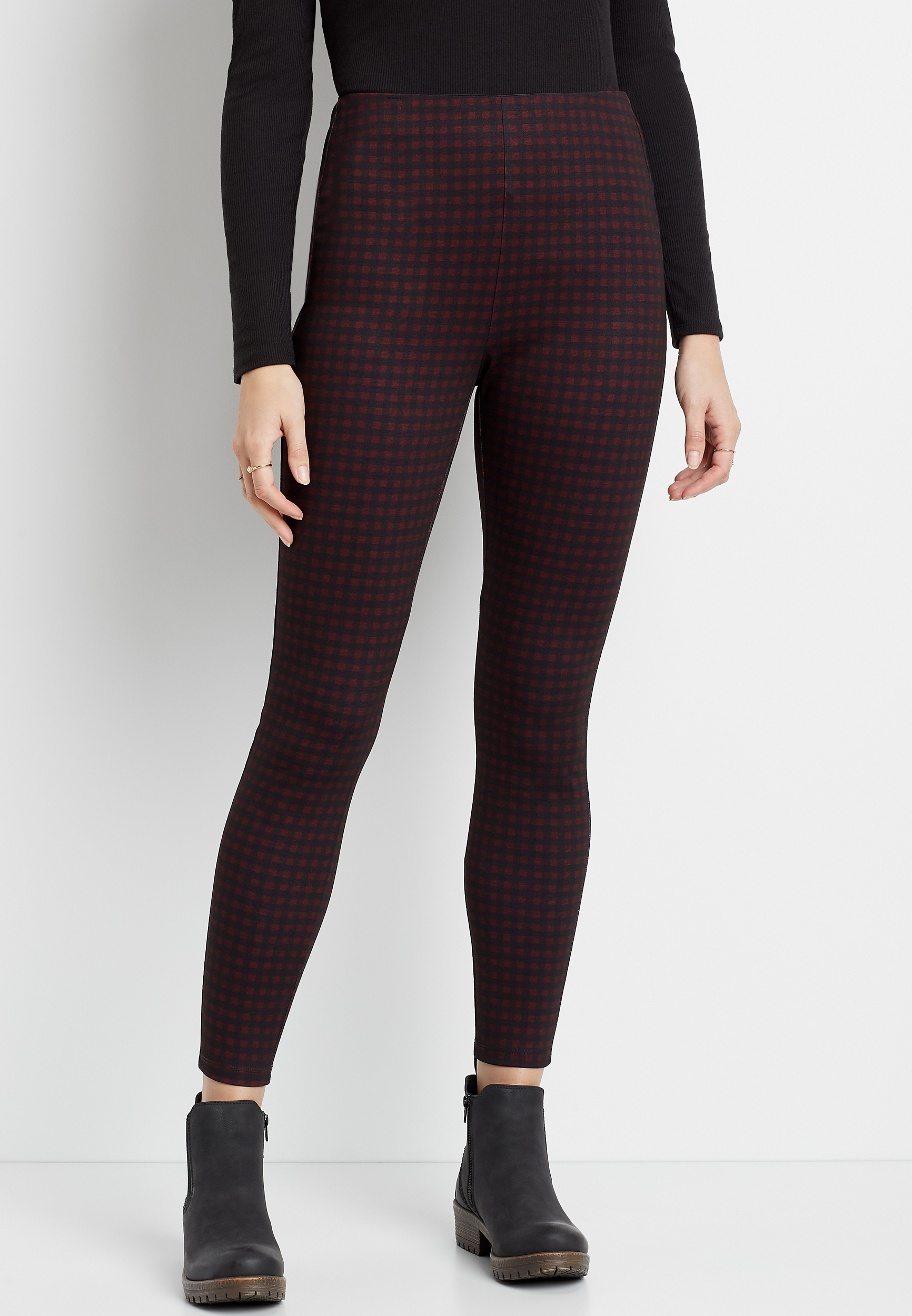 plaid ponte leggings