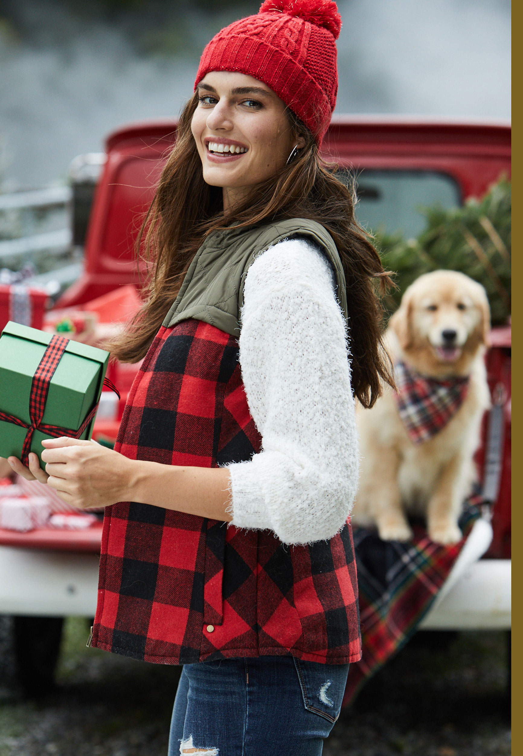 Red Buffalo Plaid Flannel Puffer Zip Up Vest