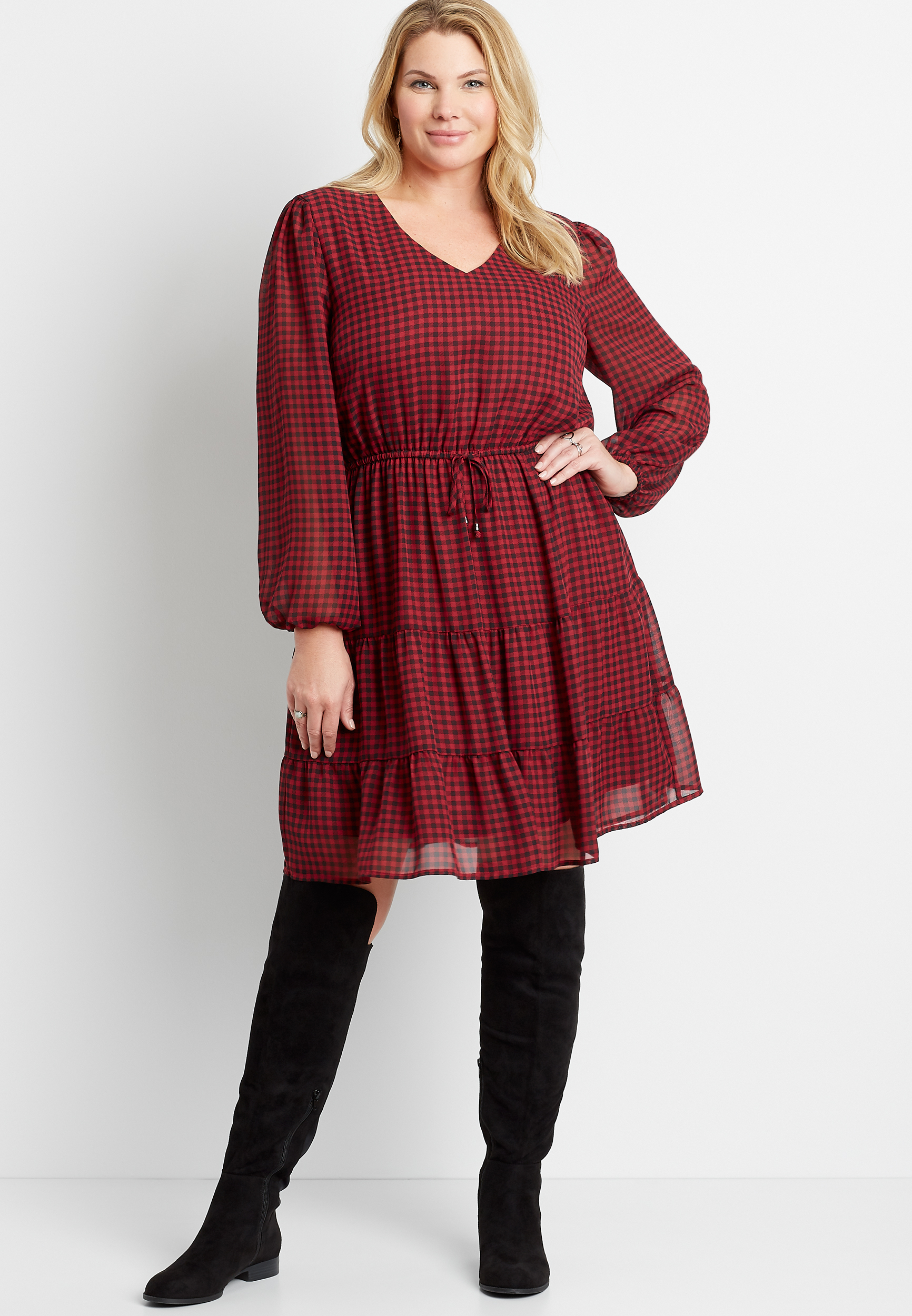 plus size buffalo plaid dress