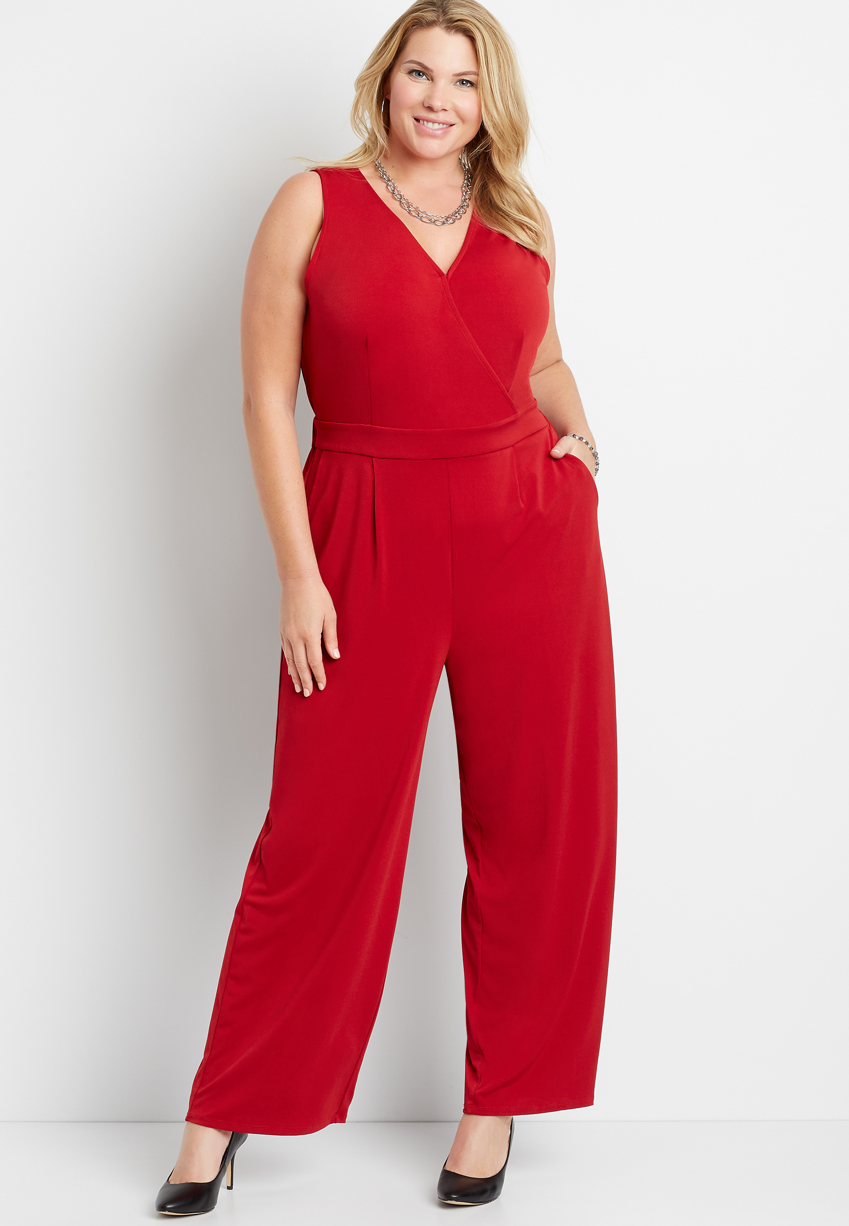 Red cheap plus jumpsuit