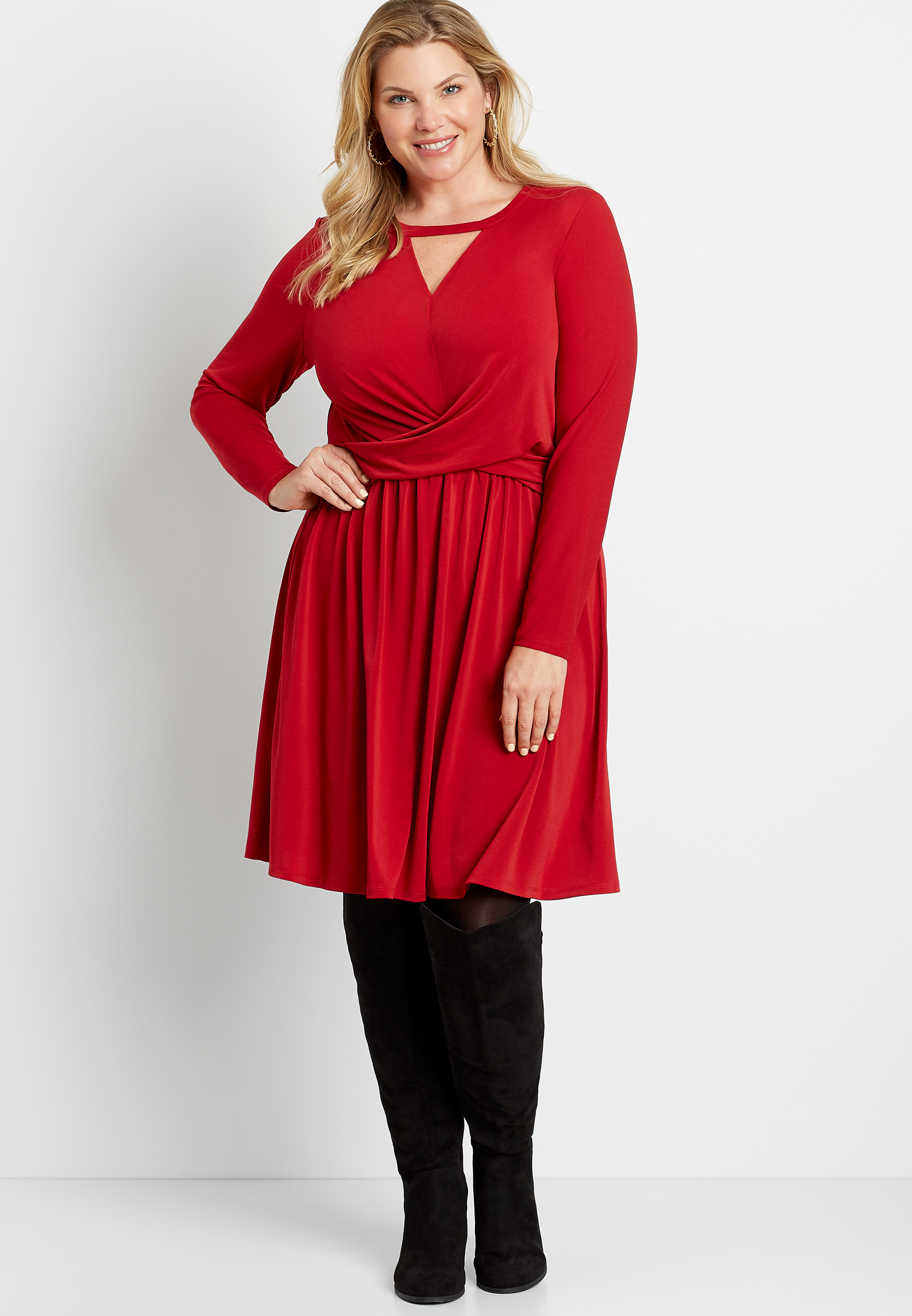 plus size red mini dress