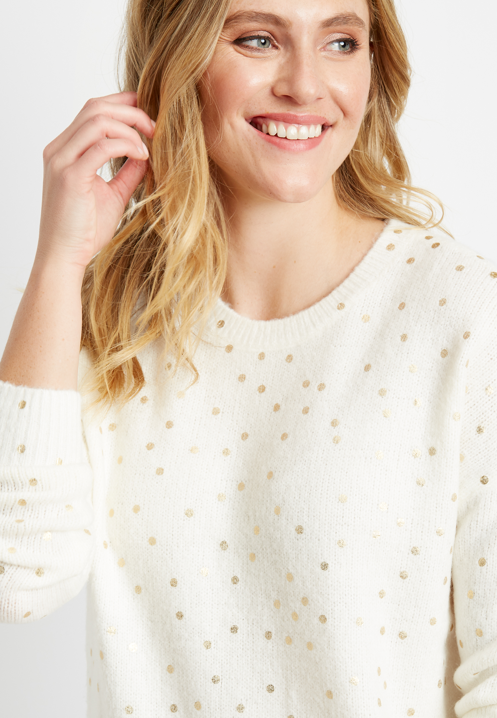 gold crew neck sweater