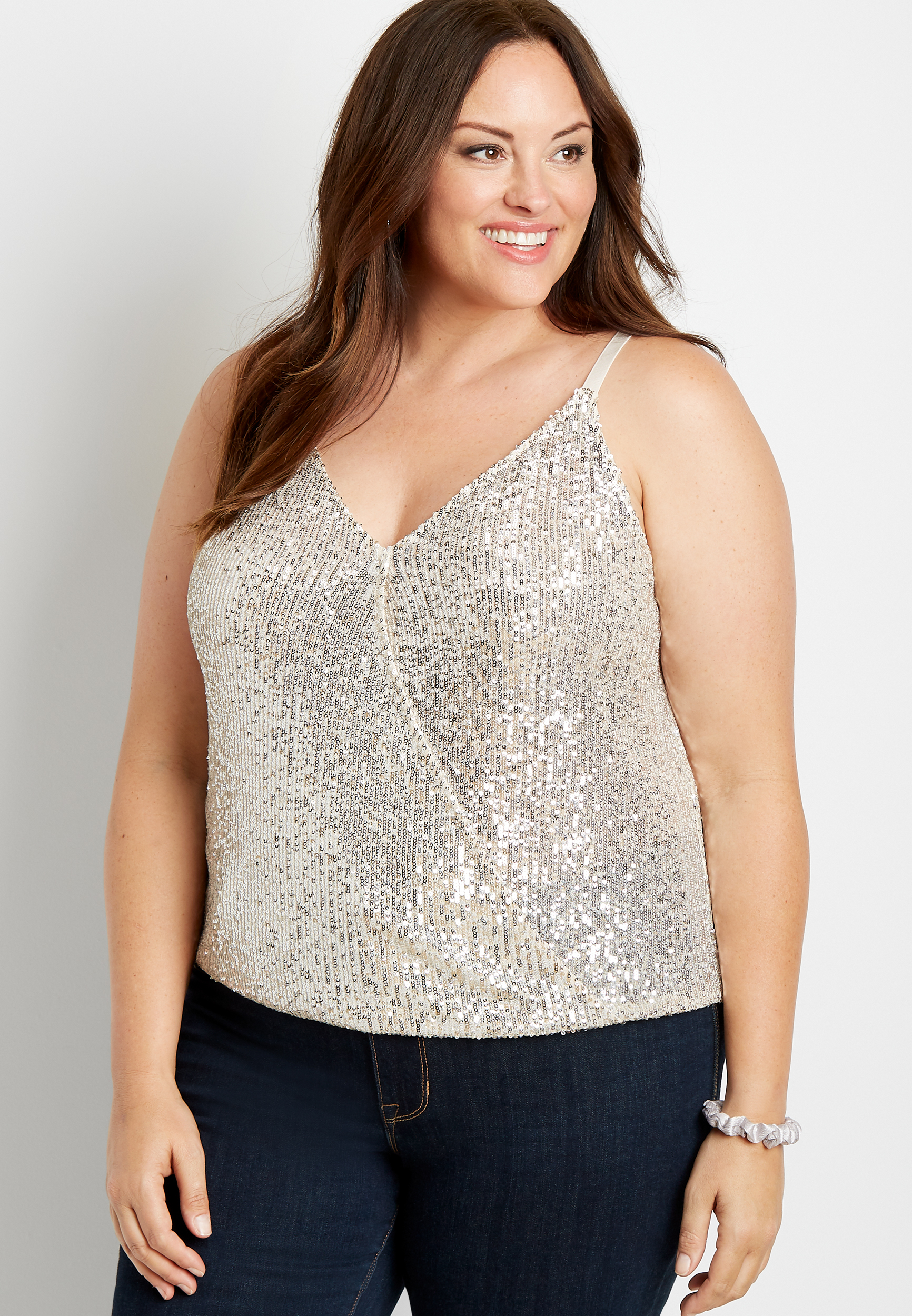 Plus size sparkly store tops