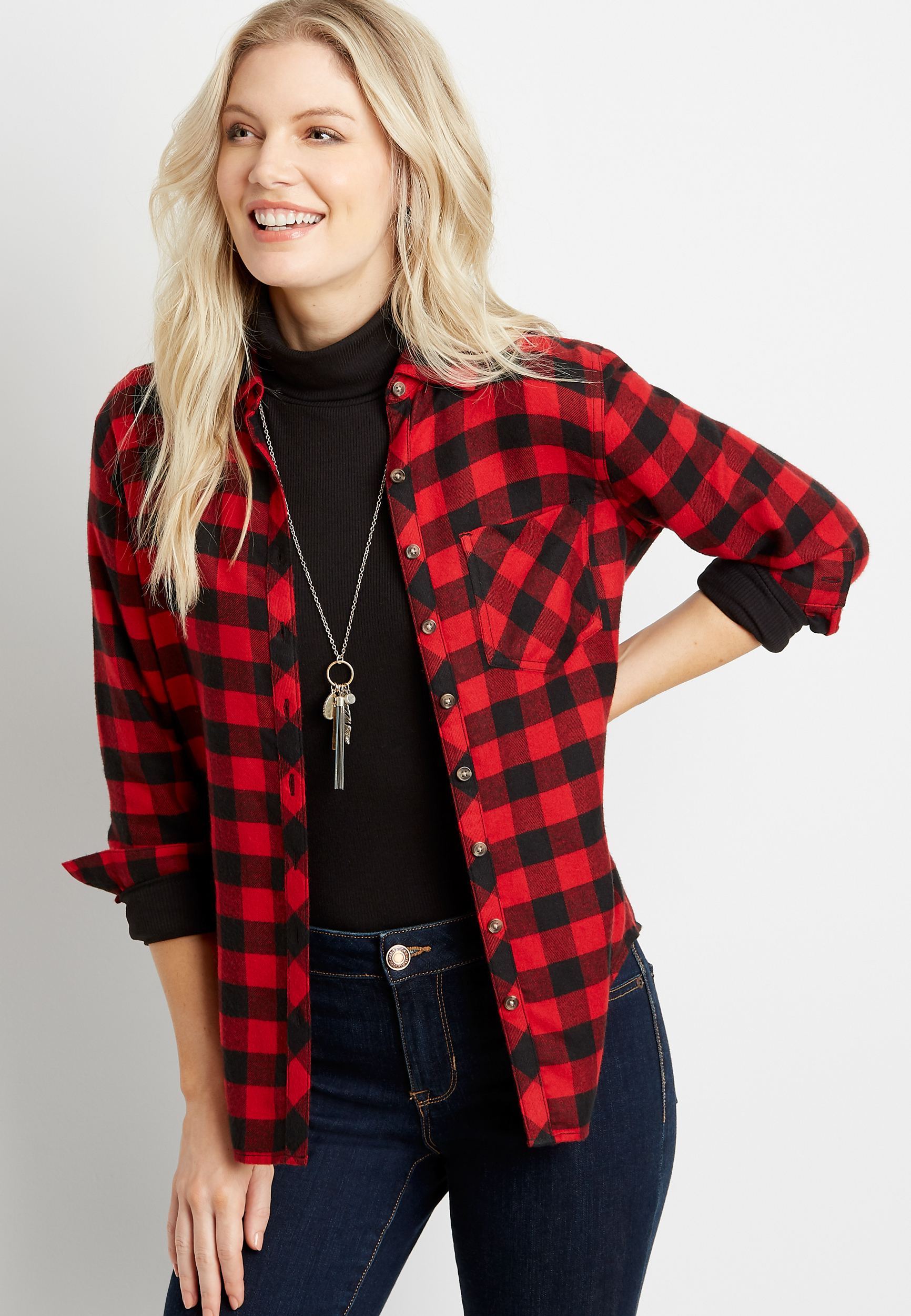 Women's Buffalo Flannel Shirt in Red