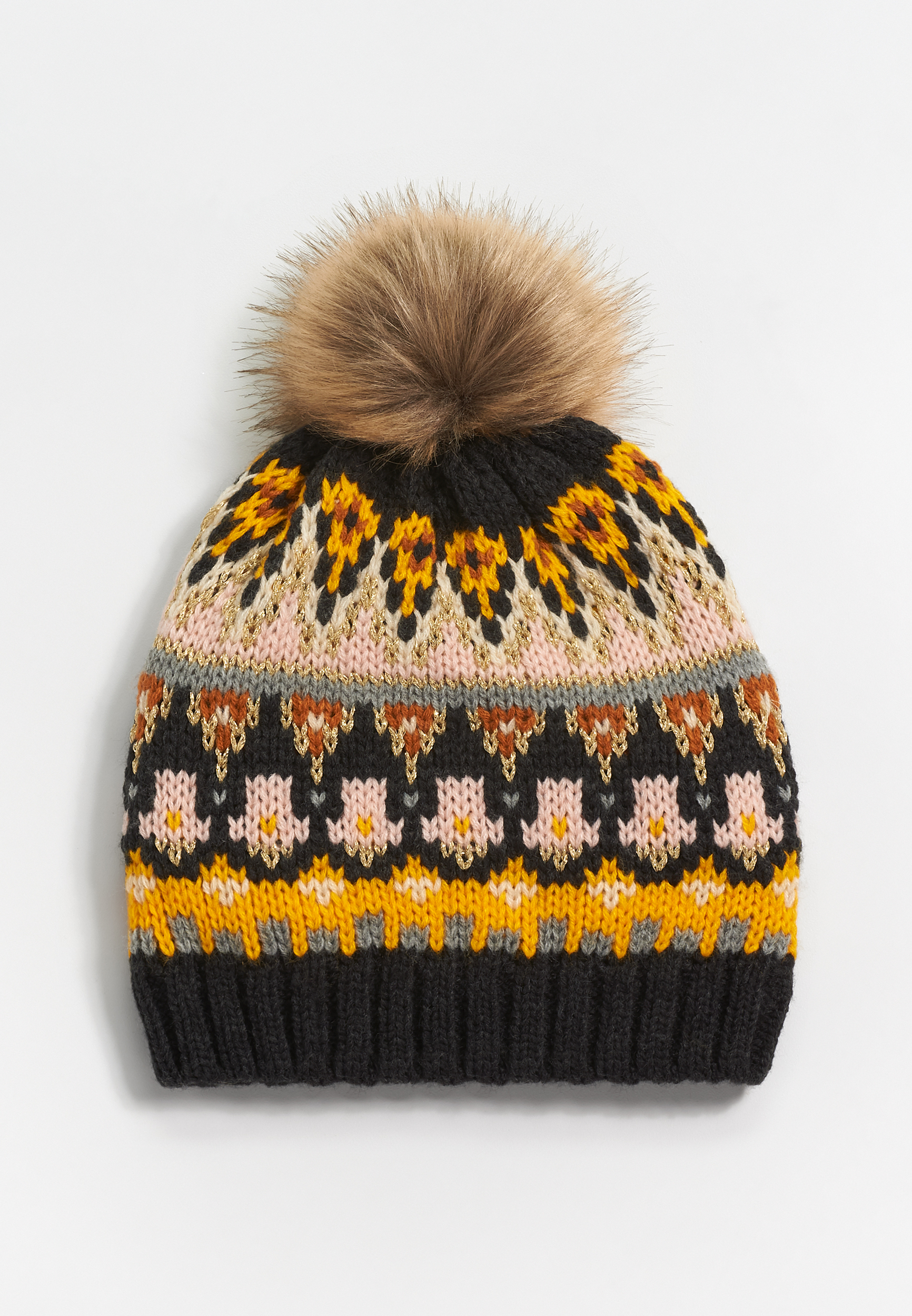 In The Know Faux Fur Pom Beanie In Primrose Yellow