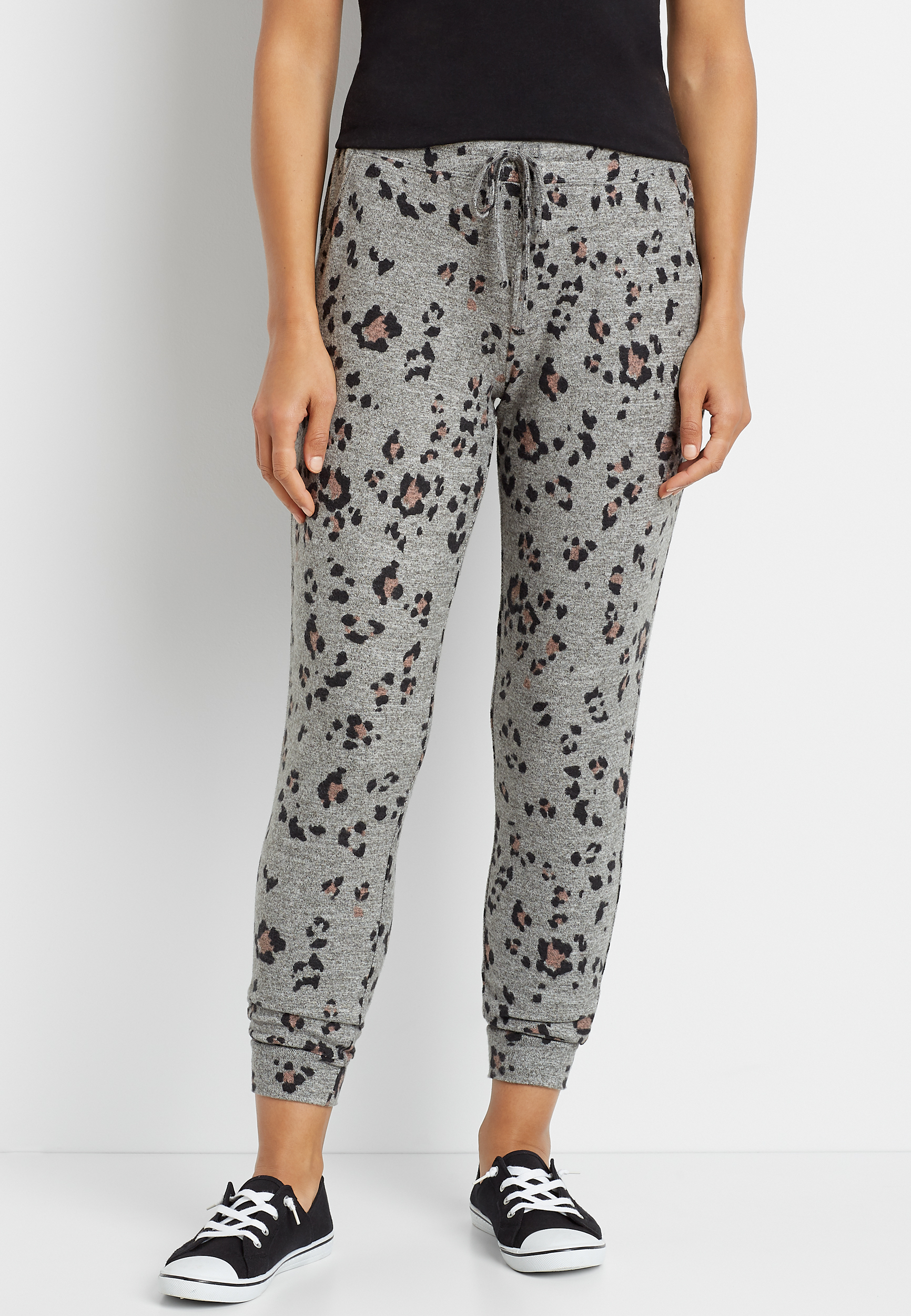 Gray Leopard Super Soft Cozy Jogger Pant | maurices