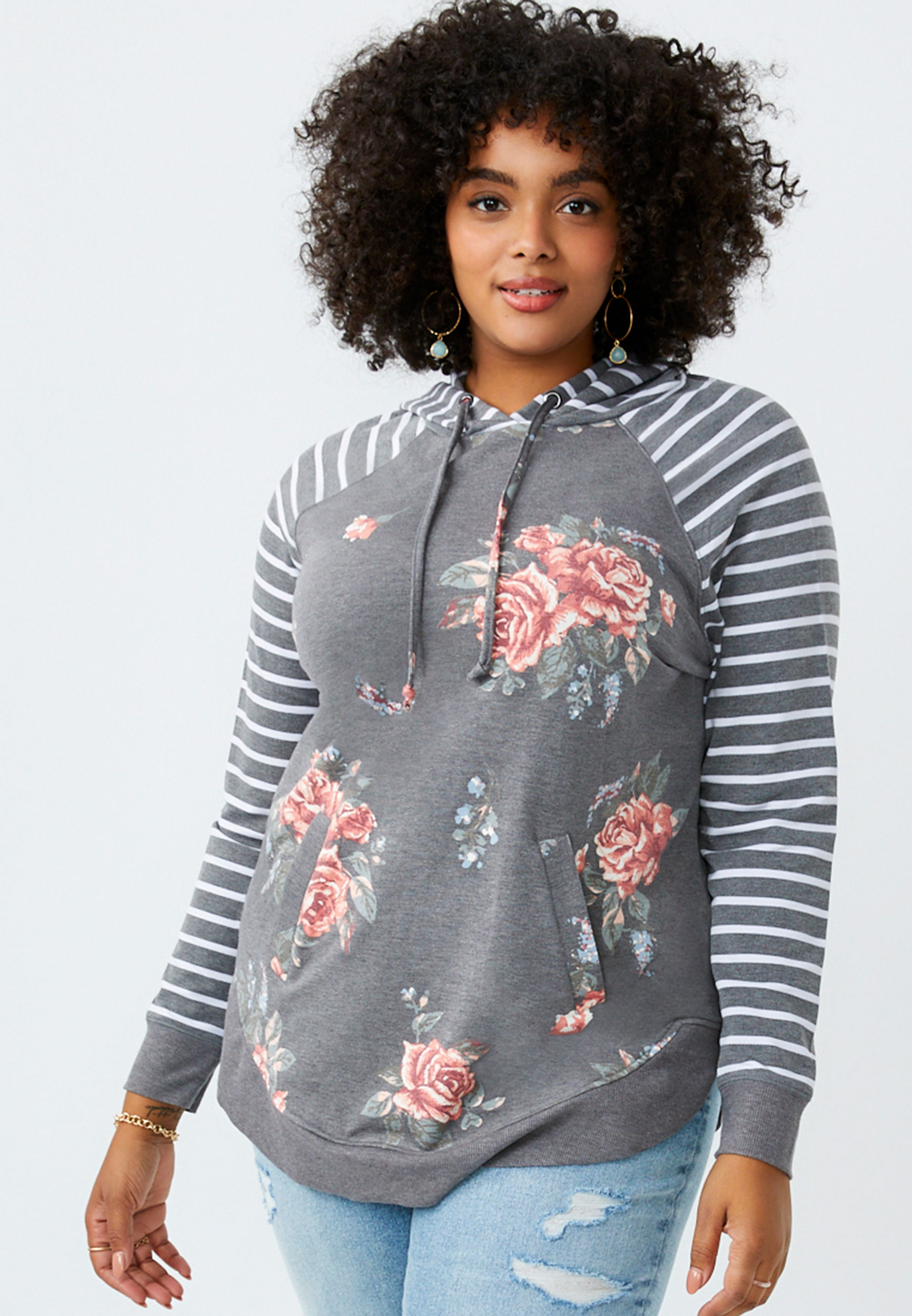 Mandy Heck Bear Flowers - Multicolor on Heather White and Black Triblend Womens Raglan