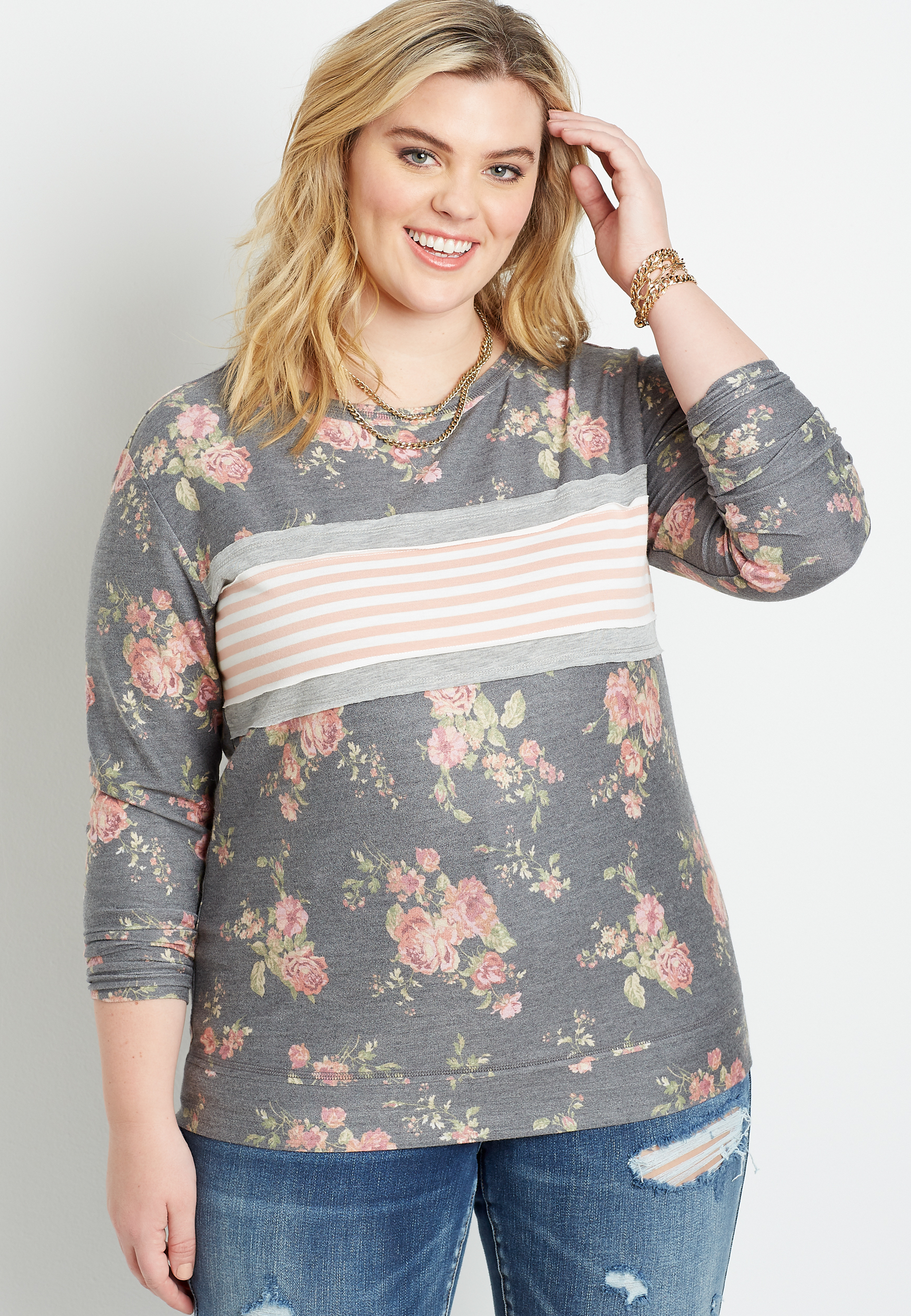 plus size floral sweatshirt