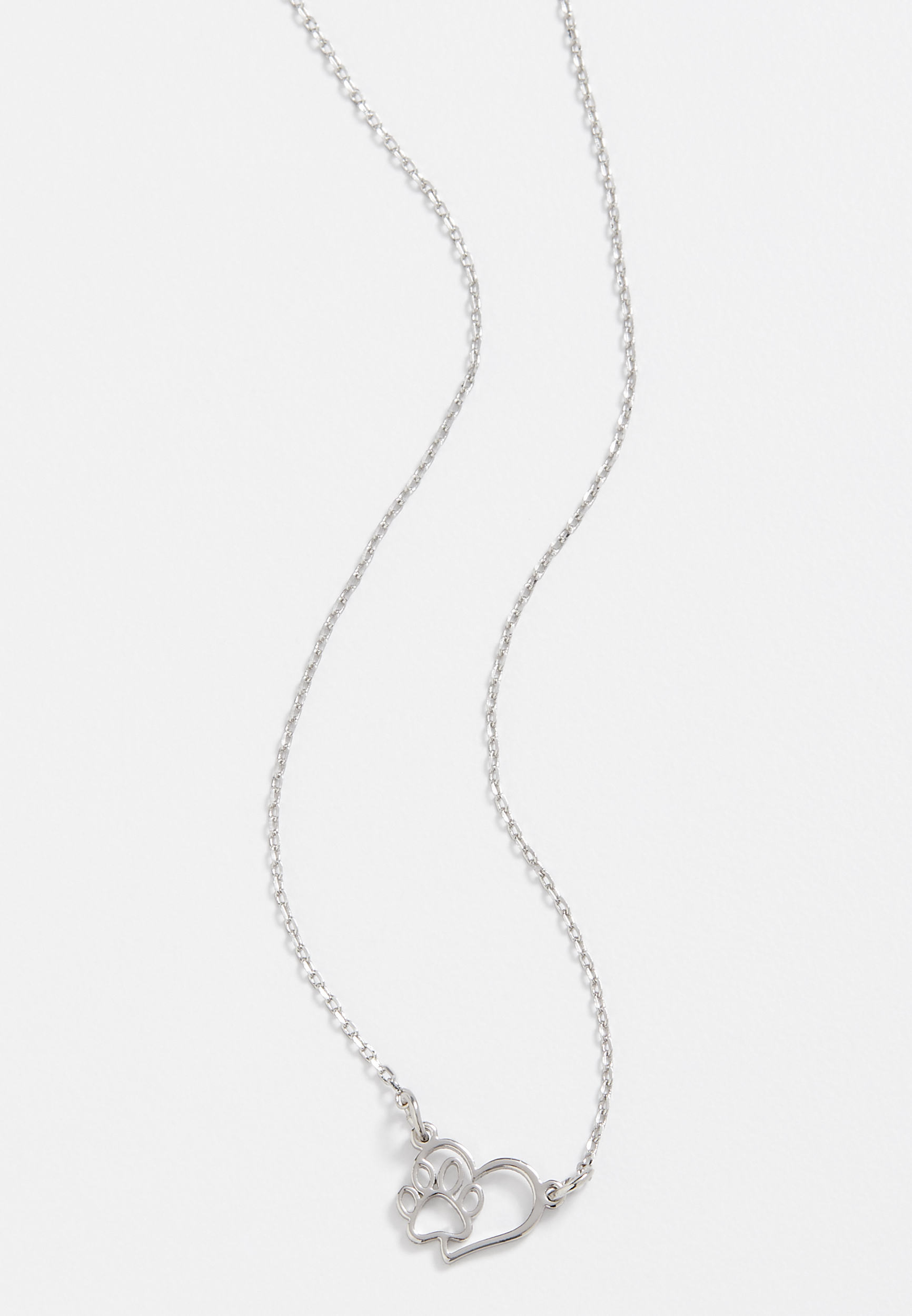 Dainty Silver Heart Paw Necklace maurices